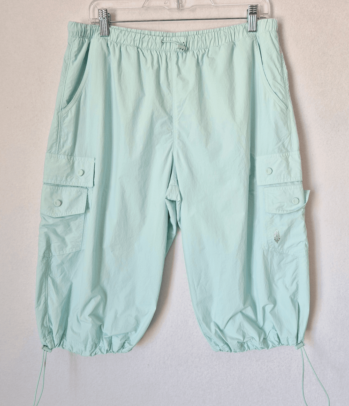 Free People Movement Break It Down Cargo Shorts Elastic Waist Mint Green Women M