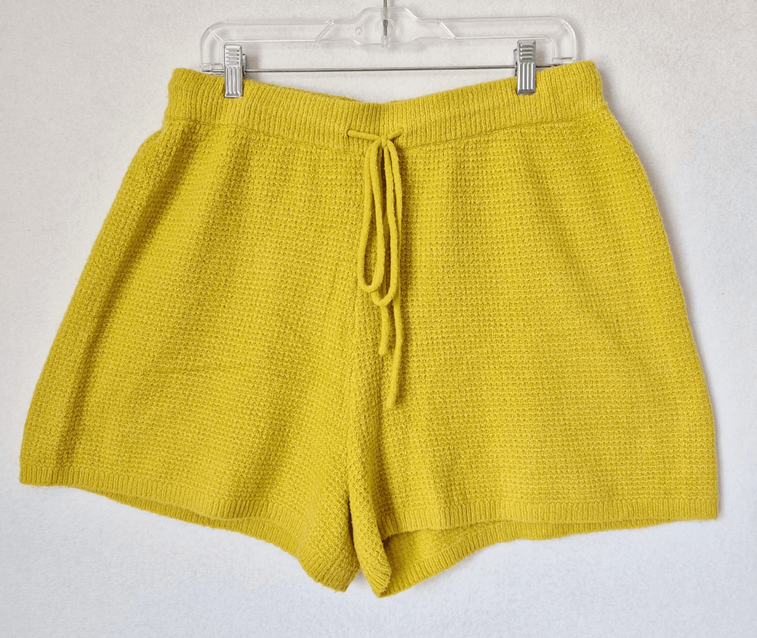 Anthropologie Saturday Sunday Brenna Cozy Lounge Waffle Knit Shorts Yellow Sz.XL