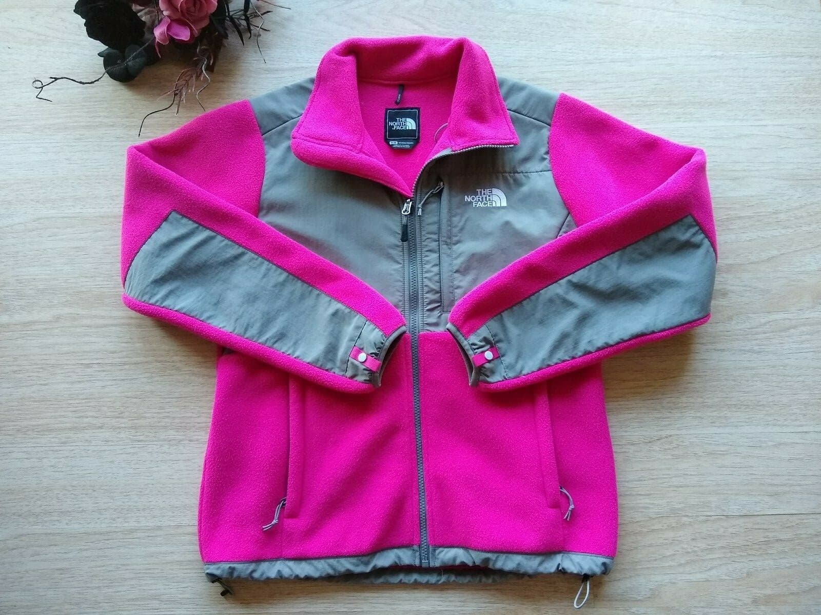 The North Face Women Polartec Fleece Lined Jacket Zip-Up Pockets Pink/Gray Sz.M
