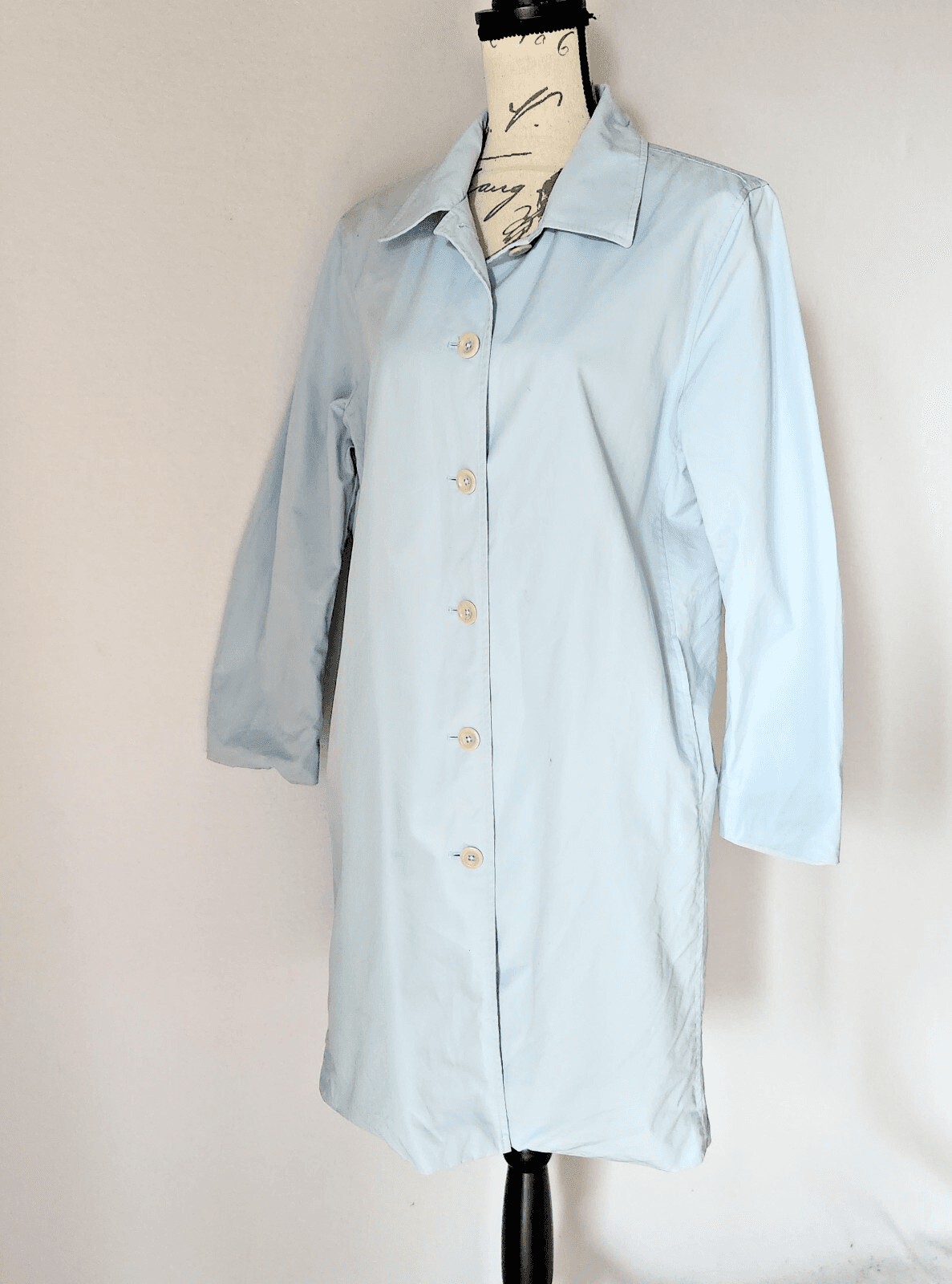 Vintage Brooks Brothers 346 Lite Weather Trench Coat Button Cotton Blue Sz.M