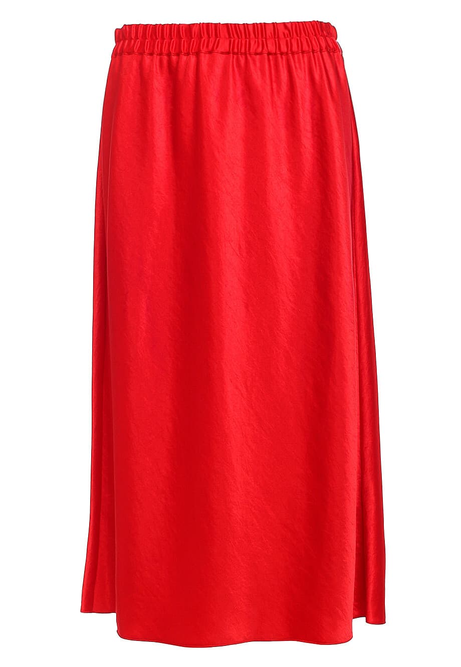 Theory Easy Pull-On Double Sateen Midi A-Line Skirt Elastic Waist Satin Red Sz.P