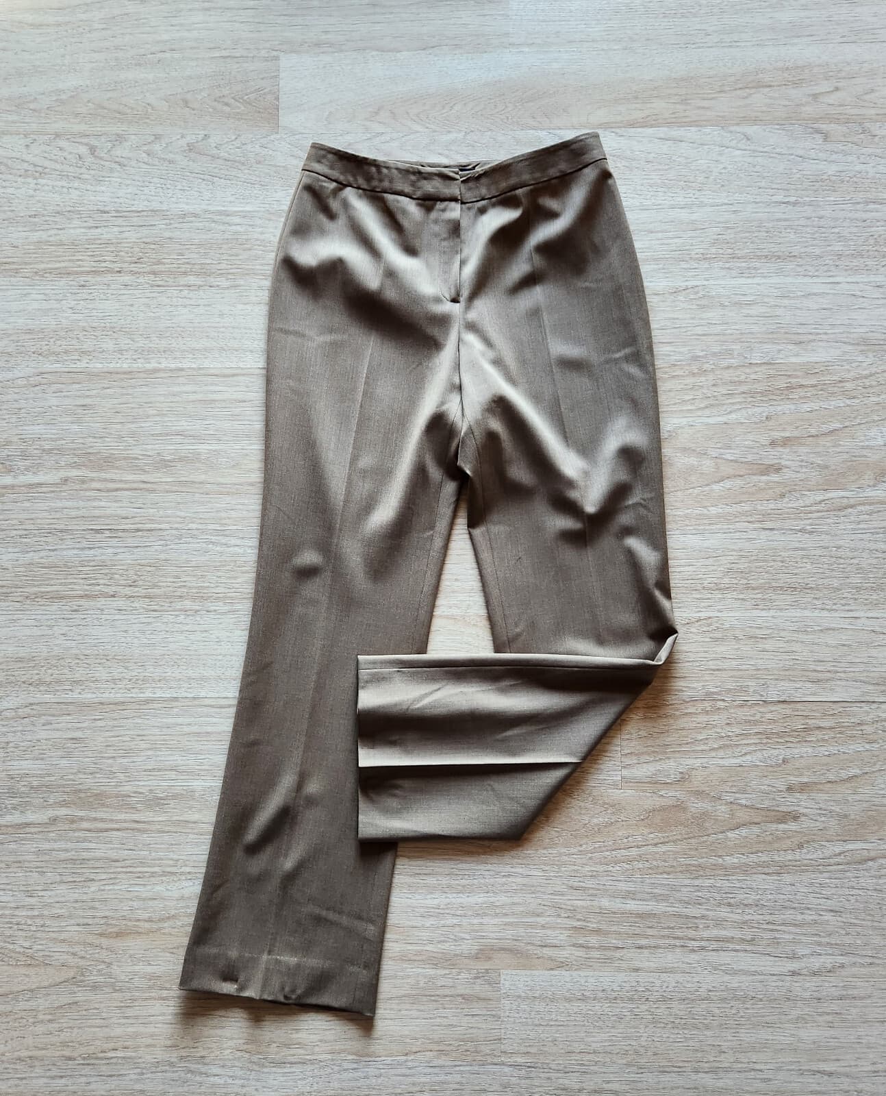 Lafayett 148 NY Stretch Wool Bootcut Career Trousers Pants Zip Brown Women's 4