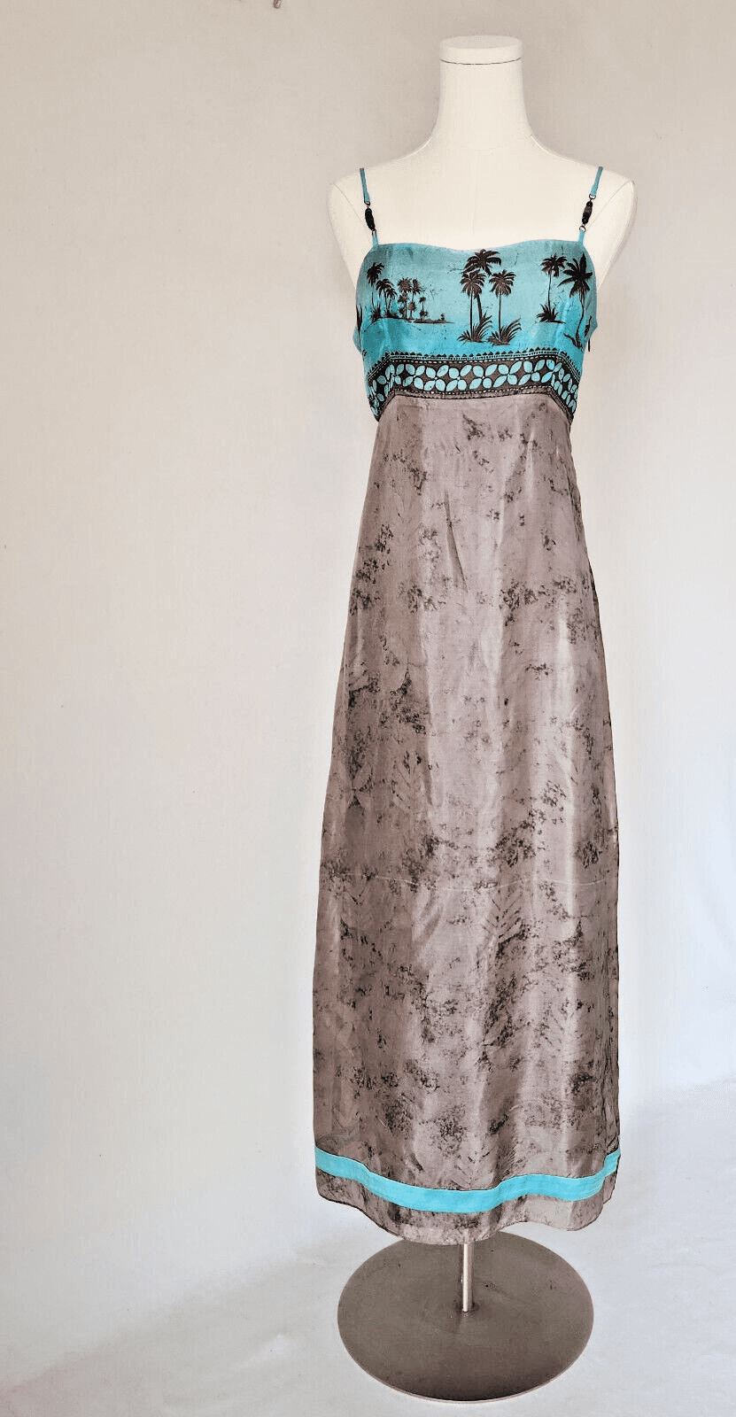 NWT Vintage Laundry by Shelli Segal Silk Maxi Slip Sun Dress Spaghetti Strap 6