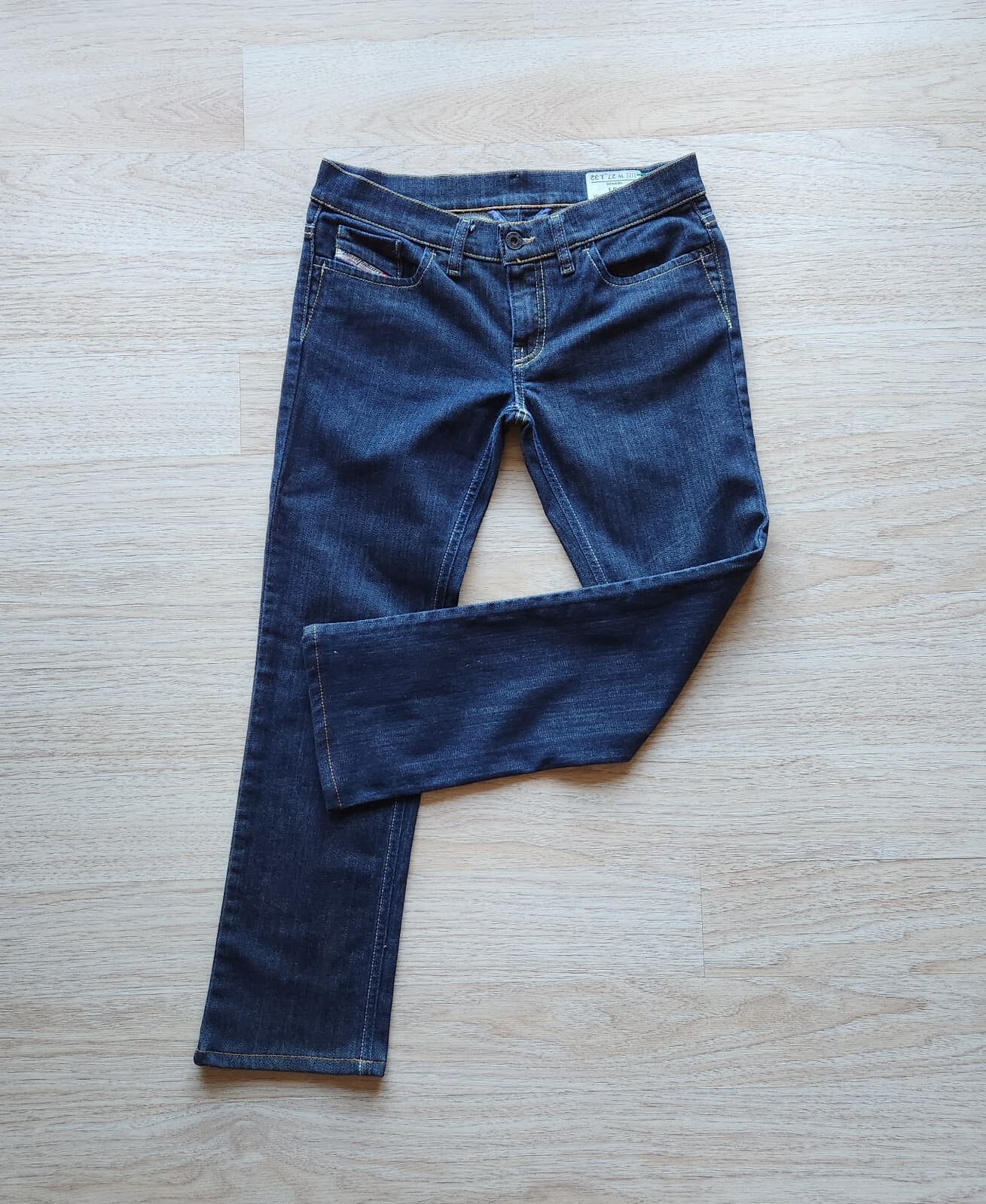 Diesel LIV Made in Italy Cropped Jeans Stretch Zip Darkwash-Blue Women 27x32