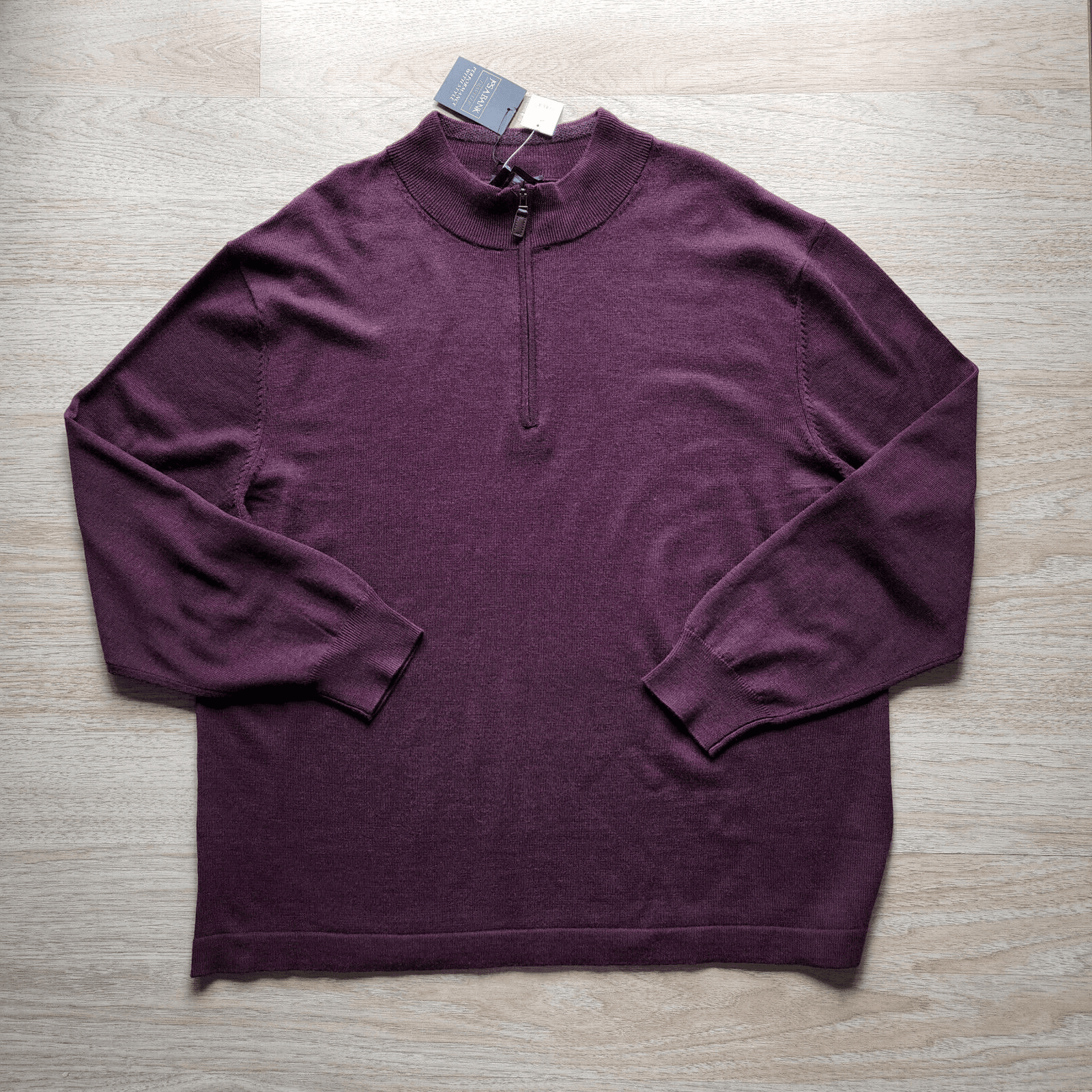 NWT Jos A. Bank Merino Wool Traveler 1/4 Zip Mock Sweater Red-Burgundy Men 2X