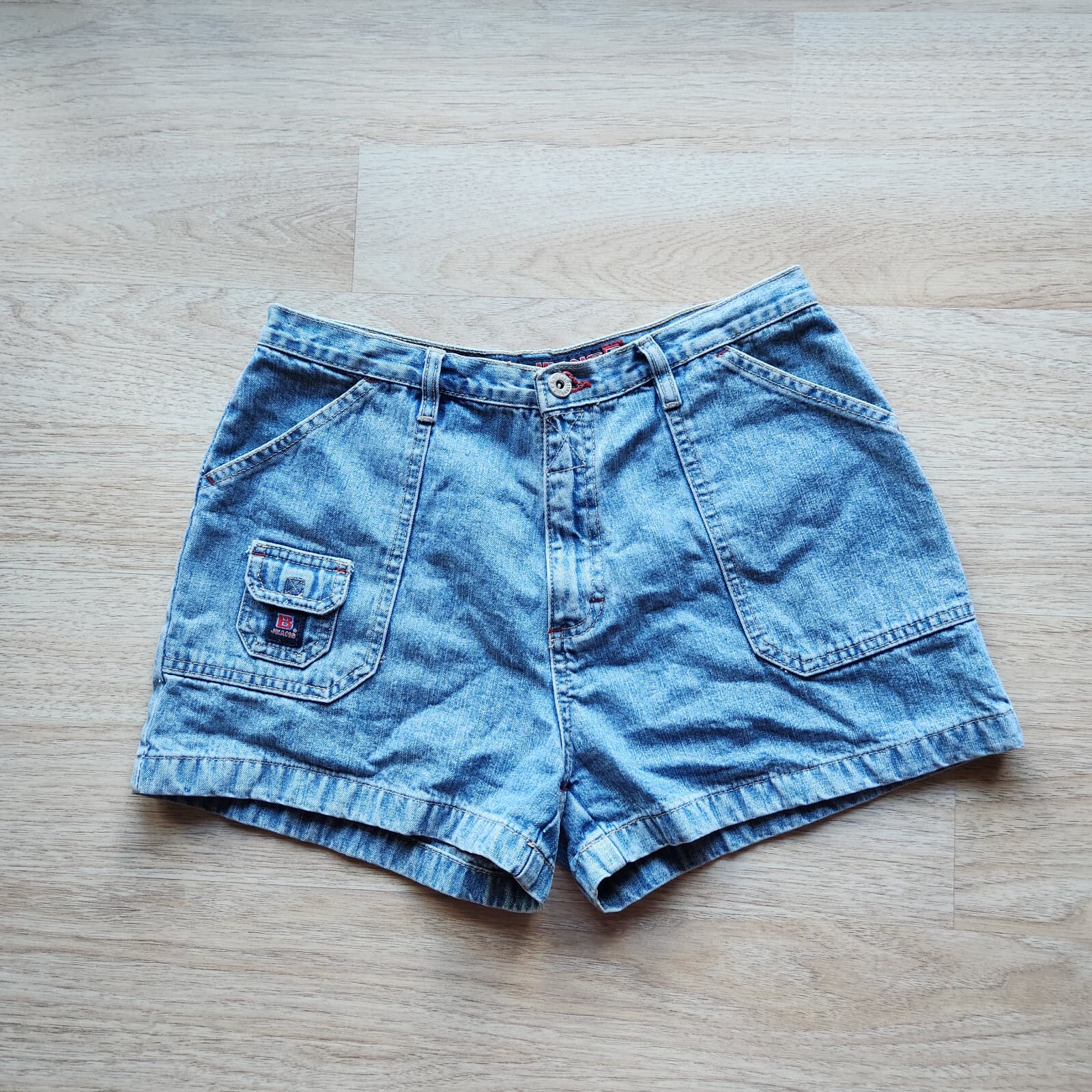 Vintage B.U.M. Jeans Denim 3" Shorts Zip Pocket 100%Cotton Blue Women's 11 (30")