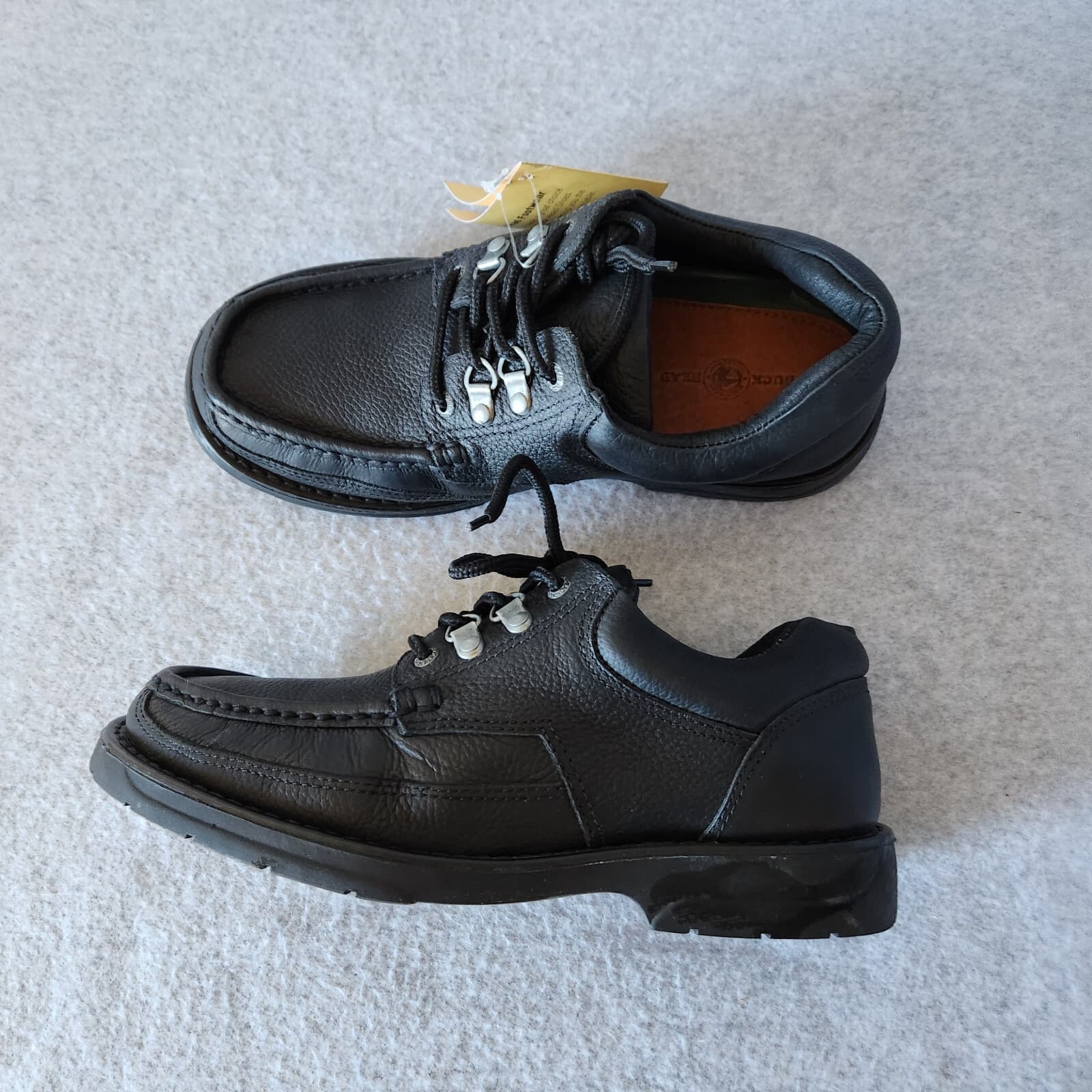 NWT Duck Head Logan Leather Comfort Shoe Handsewn Padded Lace-Up Black Men US9E4