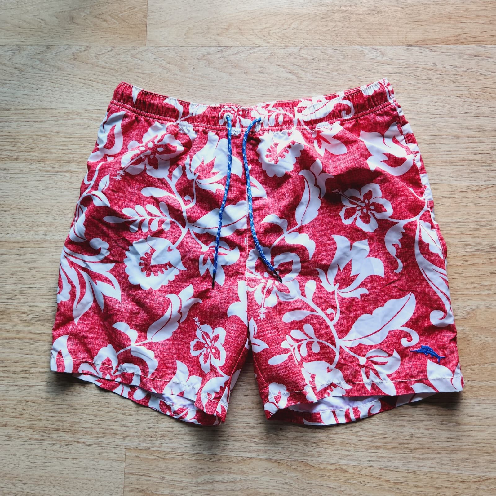 Tommy Bahama Relax Swim Trunks Drawstring Mesh-Lined Orange Floral Men's XL