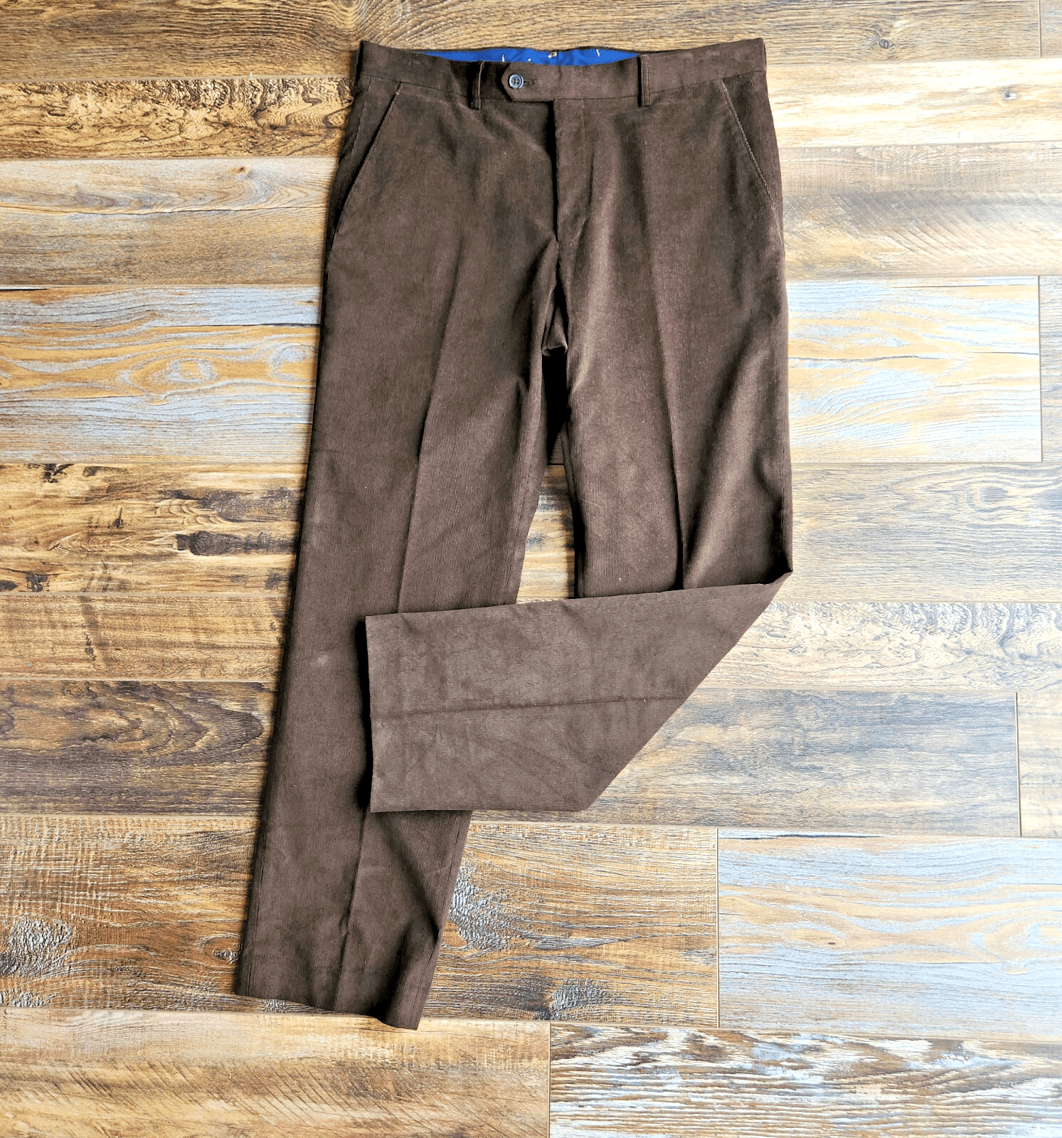 Lauren Ralph Lauren Corduroy Straight Leg Dress Pants Zip Pocket Brown Men's 33