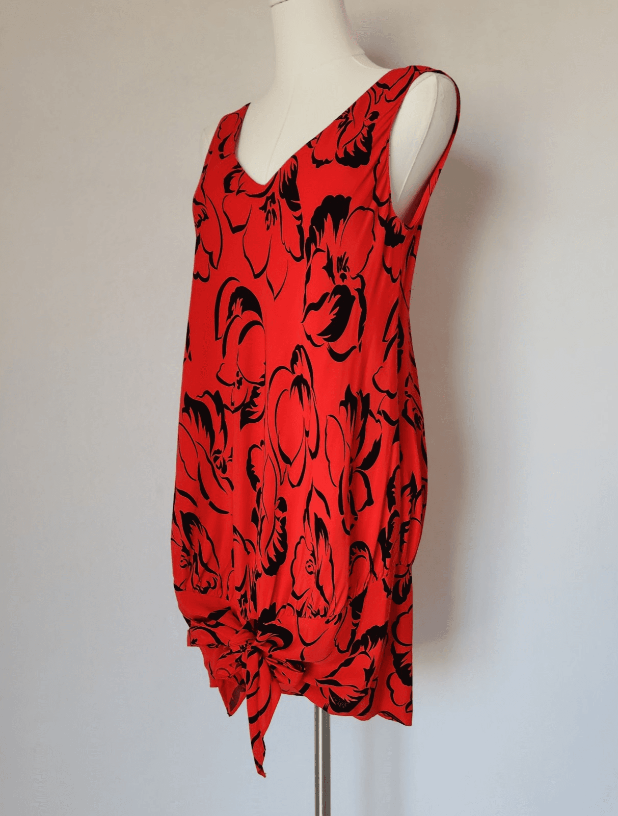 Vintage Carole Little For Saint Tropez West Mini Dress Floral Red Black Sz.10