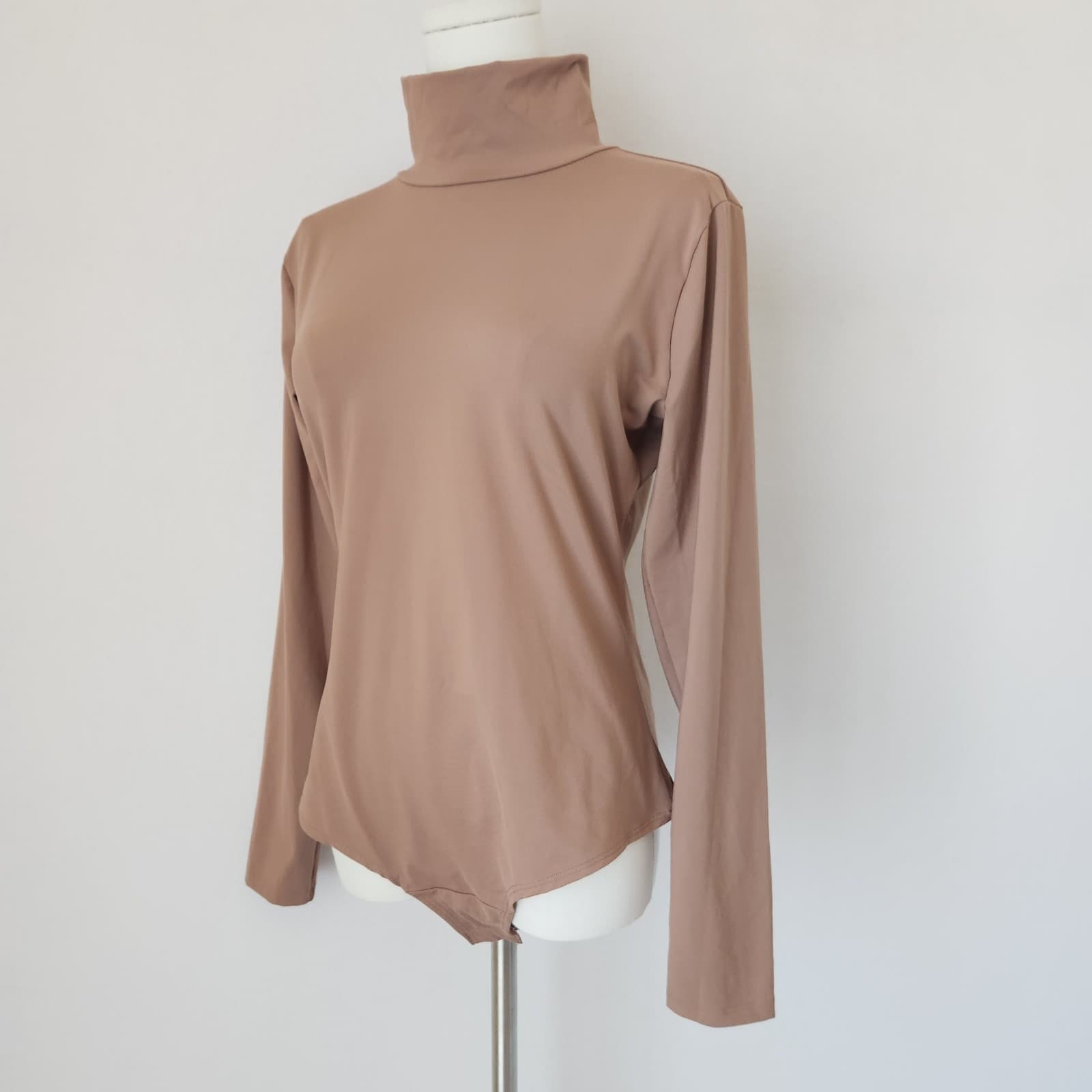 Spanx Suit Yourself Mock Neck Long Sleeve Bodysuit Snap Gusset Mauve Women's XL