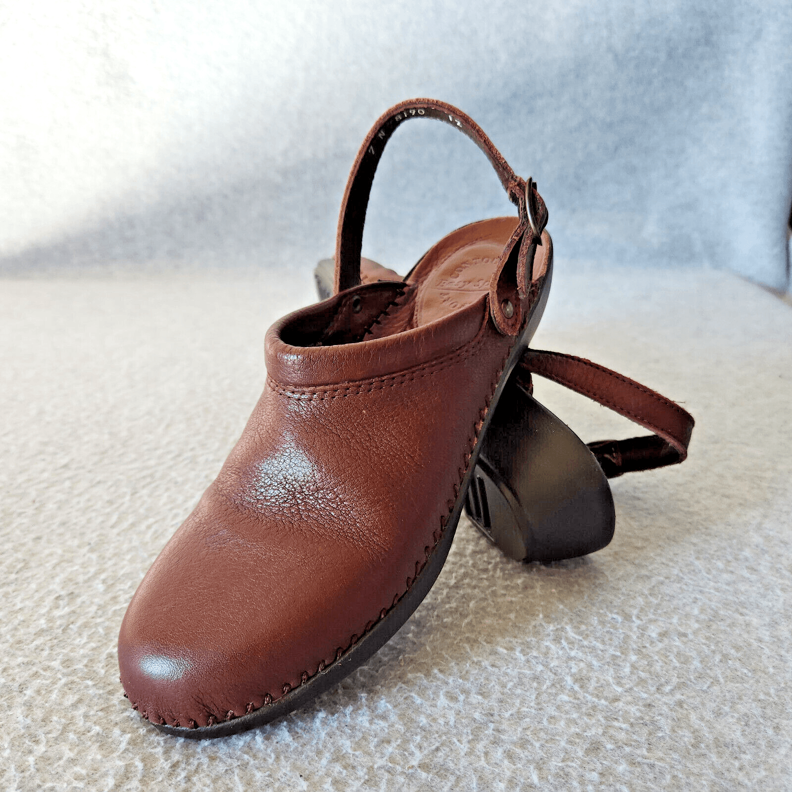 EUC Easy Spirit Contoured Leather Mule Adjustable Sling-Back Brown Womens US7N