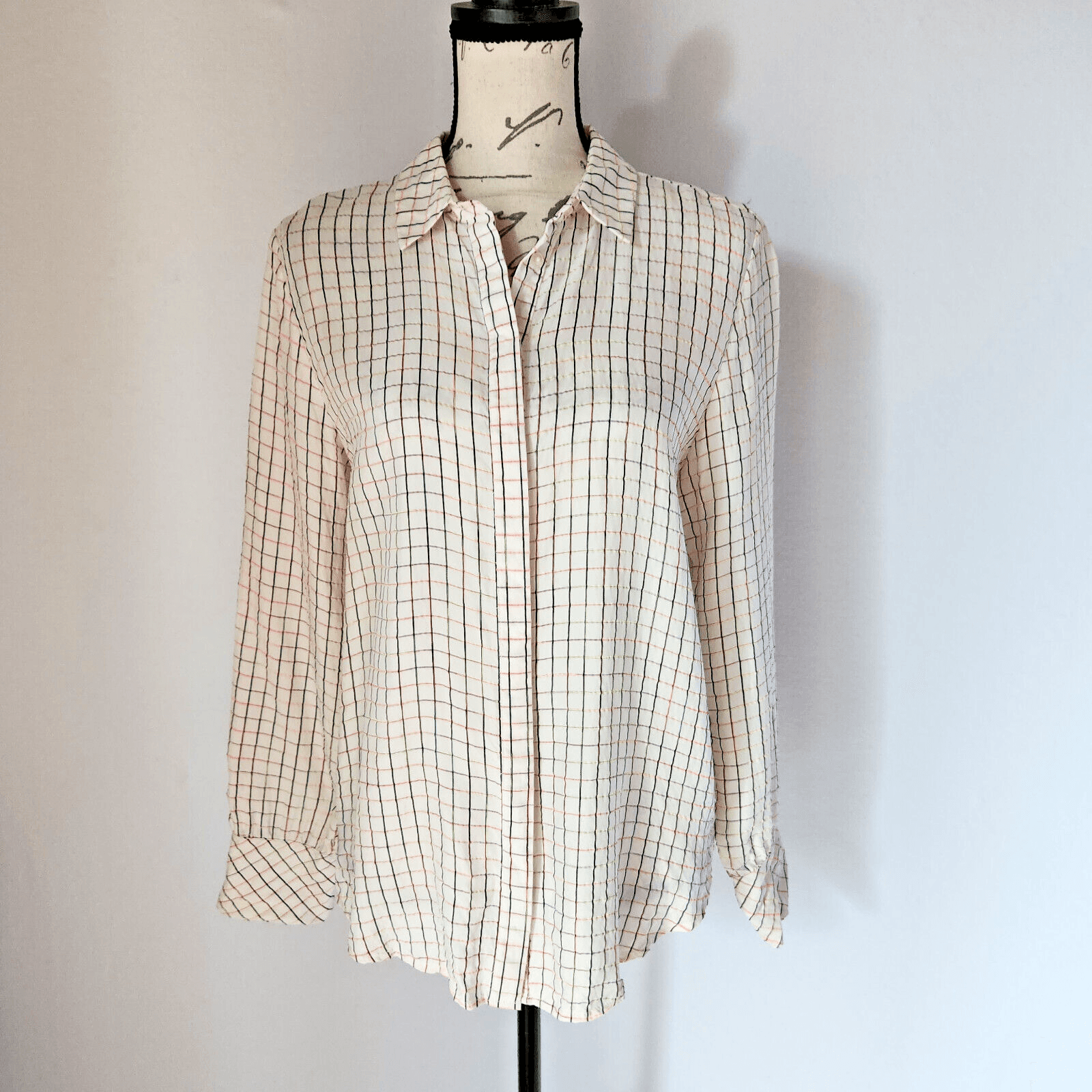 Scotch & Soda Maison Scotch Aloha Hula Check Tunic Shirt Button-Up White Women M