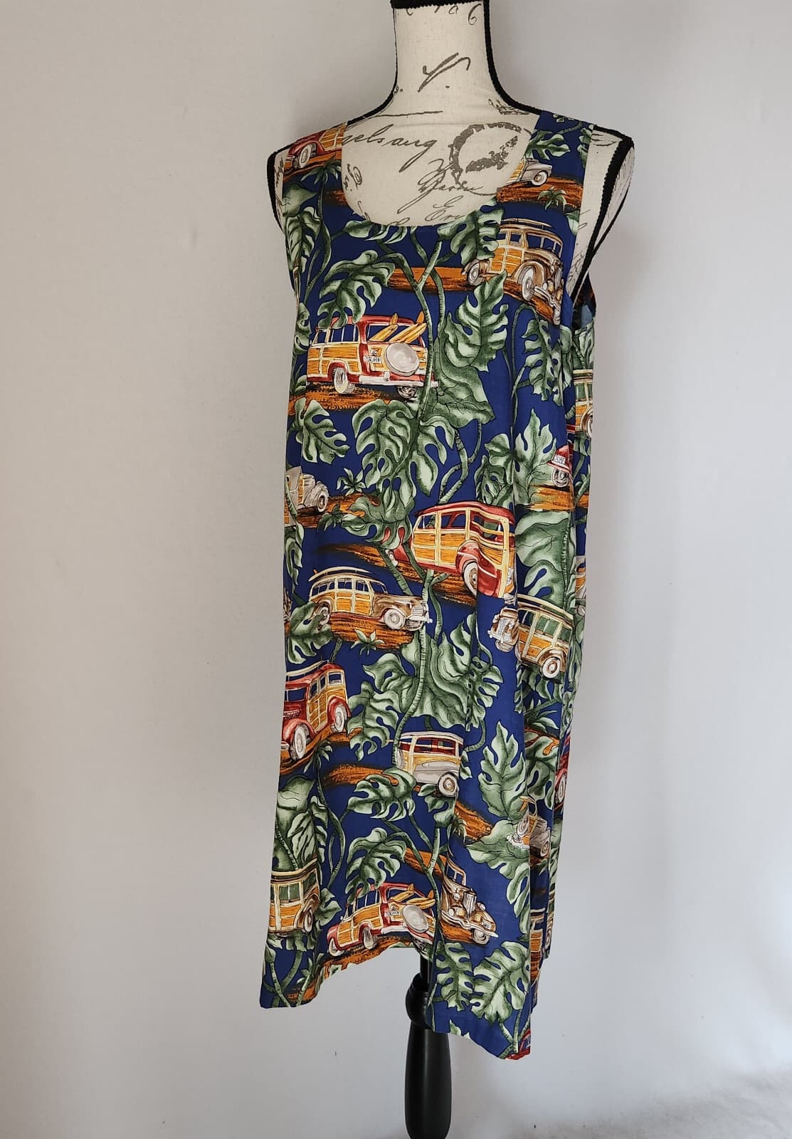 Malia Nicole Holiday Tropical Hawaii Shift Dress Sleeveless Cotton Blend Sz.L