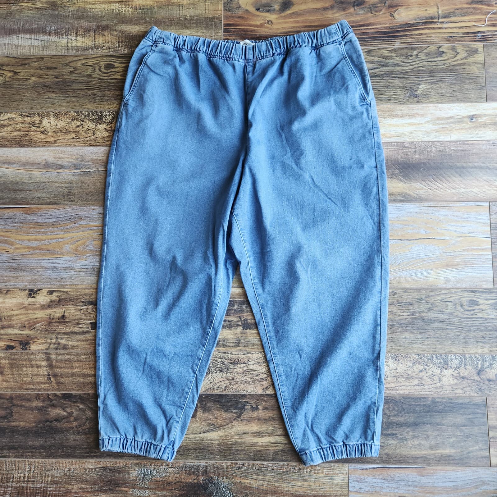 NWT Madewell Sweatpant Jogger Jeans Slouchy Relaxed Elastic Waist Blue Women XXL