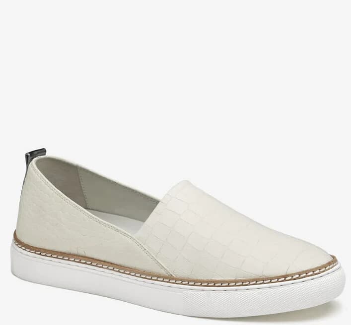 Johnston & Murphy Callie Slip On Sneaker White Croc Embossed Leahter Women 8.5M