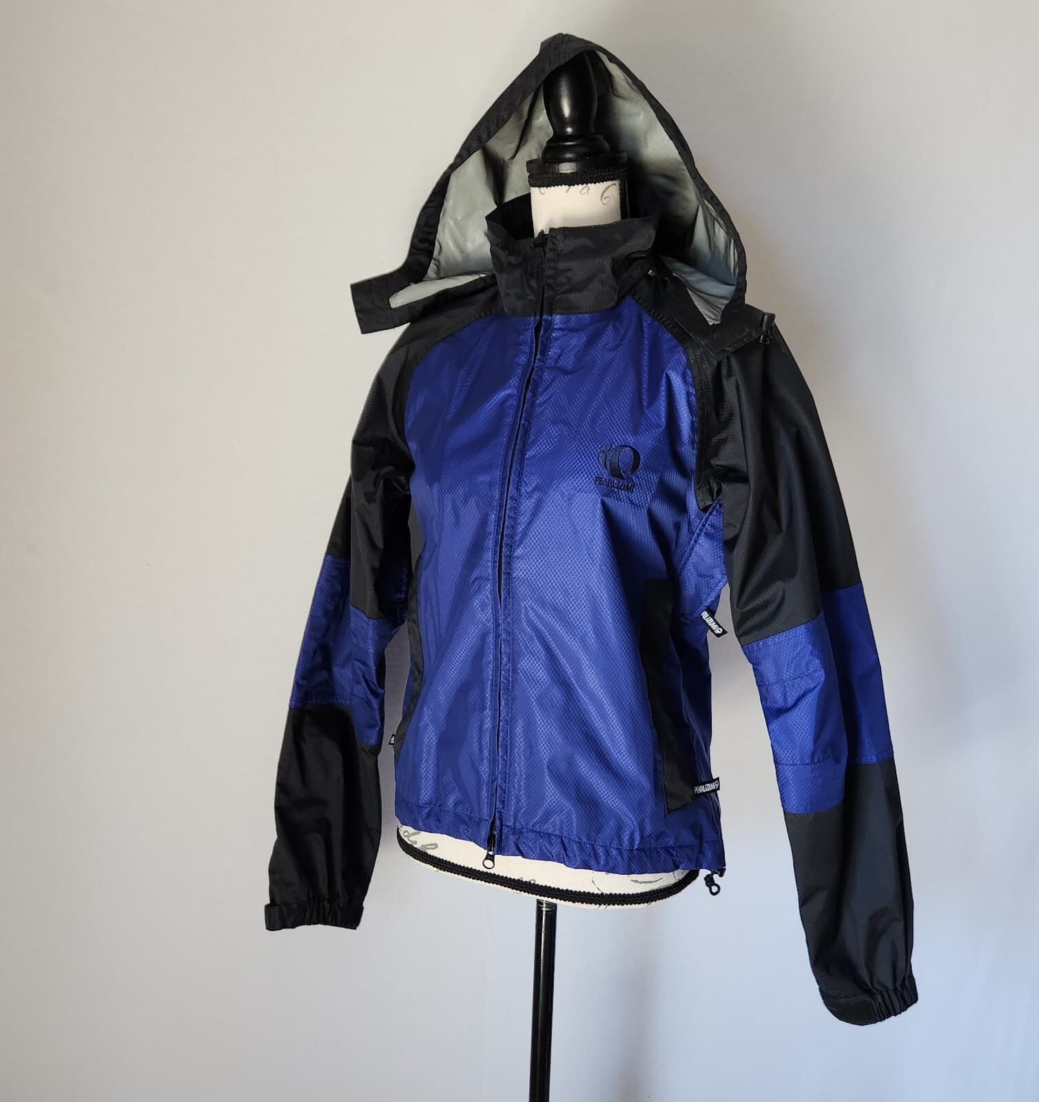 Vintage Pearl Izumi Windbreaker Cycling Jacket Attachable Hood Blue Women's XS