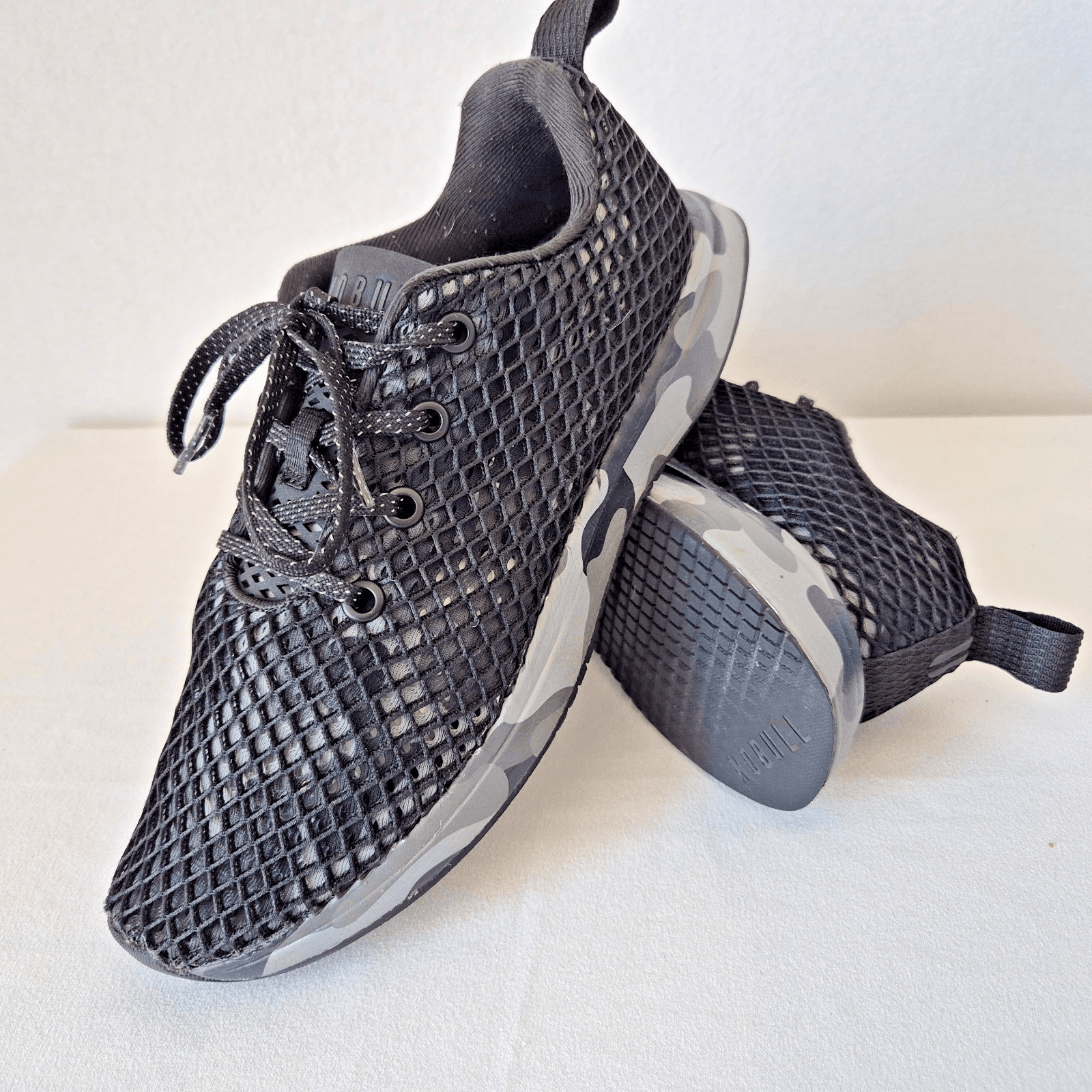 Nobull Mesh Runner Sneakers Lace-Up Flexible Support Black Camo Unisex M6.5 W8