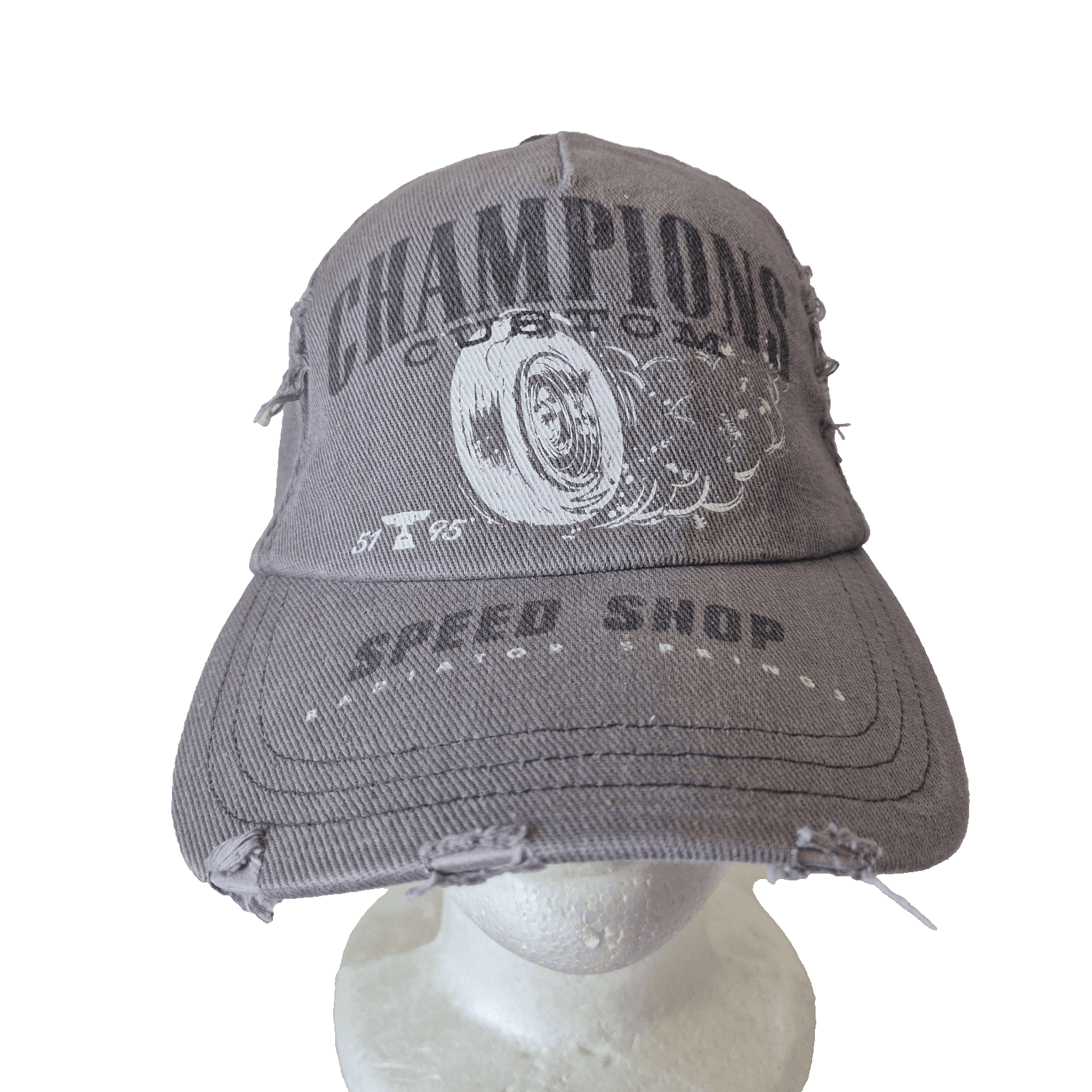 Disney Champions Custom Speed Shop Cotton Twill Distressed Baseball Cap 57-61cm.