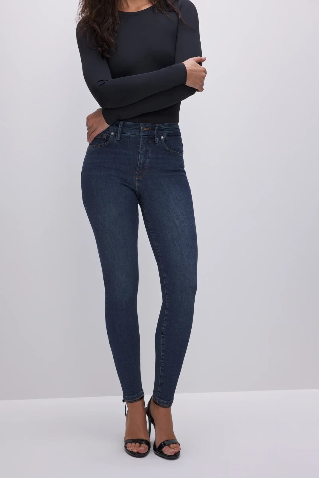 Good American Good Legs Skinny High Rise Jeans Zip Stretch Blue Women's 27