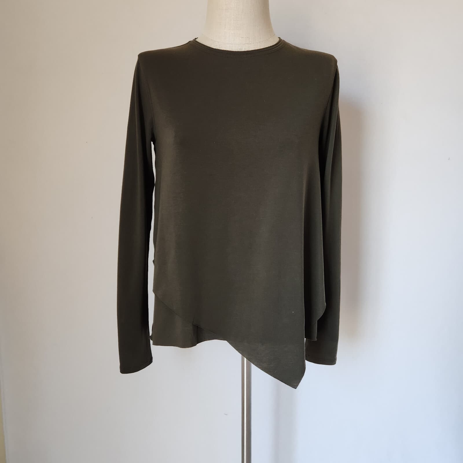Lululemon Sweetest Day Long Sleeve Top Layer Crewneck Tencel Dark Olive Bust 38"