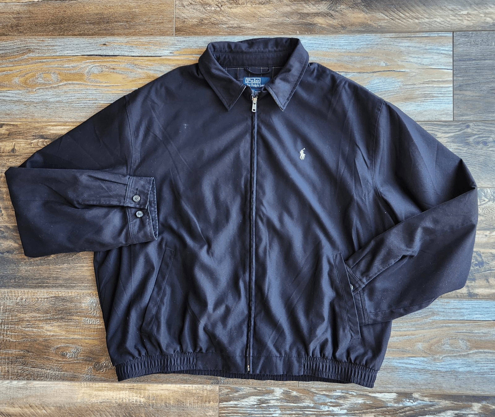 Vintage Polo Ralph Lauren Sz.XL Bi-Swing Harrington Jacket Full-Zip Lined Black