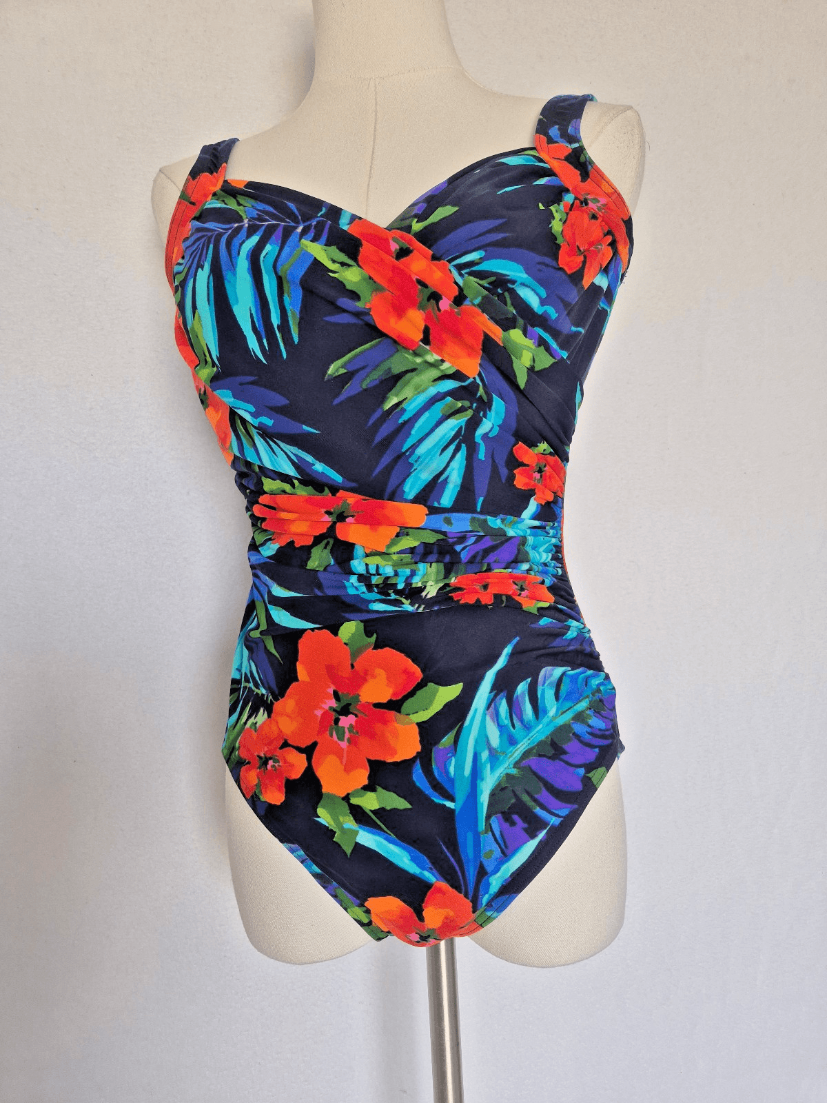 Miraclesuit Midnight Samoan Sunset Sanibel One Piece Swimsuit Ruched Slim Sz.12