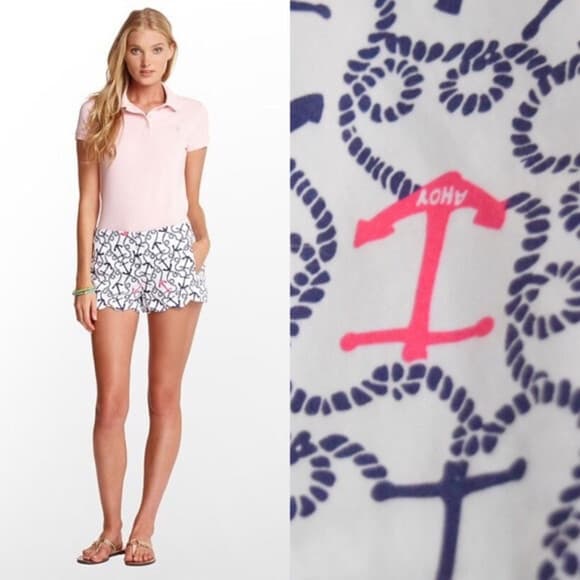 Lilly Pulitzer Callahan Anchors Shorts Multi Ahoy There Blue White Women Sz.2