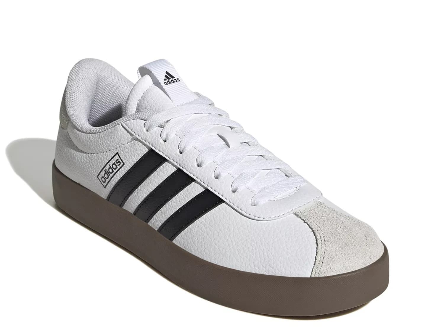 NWoB Adidas VL Court 3.0 Women's US7 Sneaker 3-Stripes Leather Suede White Black