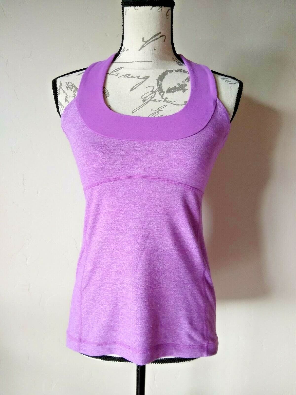 Lululemon Women Knit Tank Top Sleeveless Racerback Shelf Bra Purple Sz.8