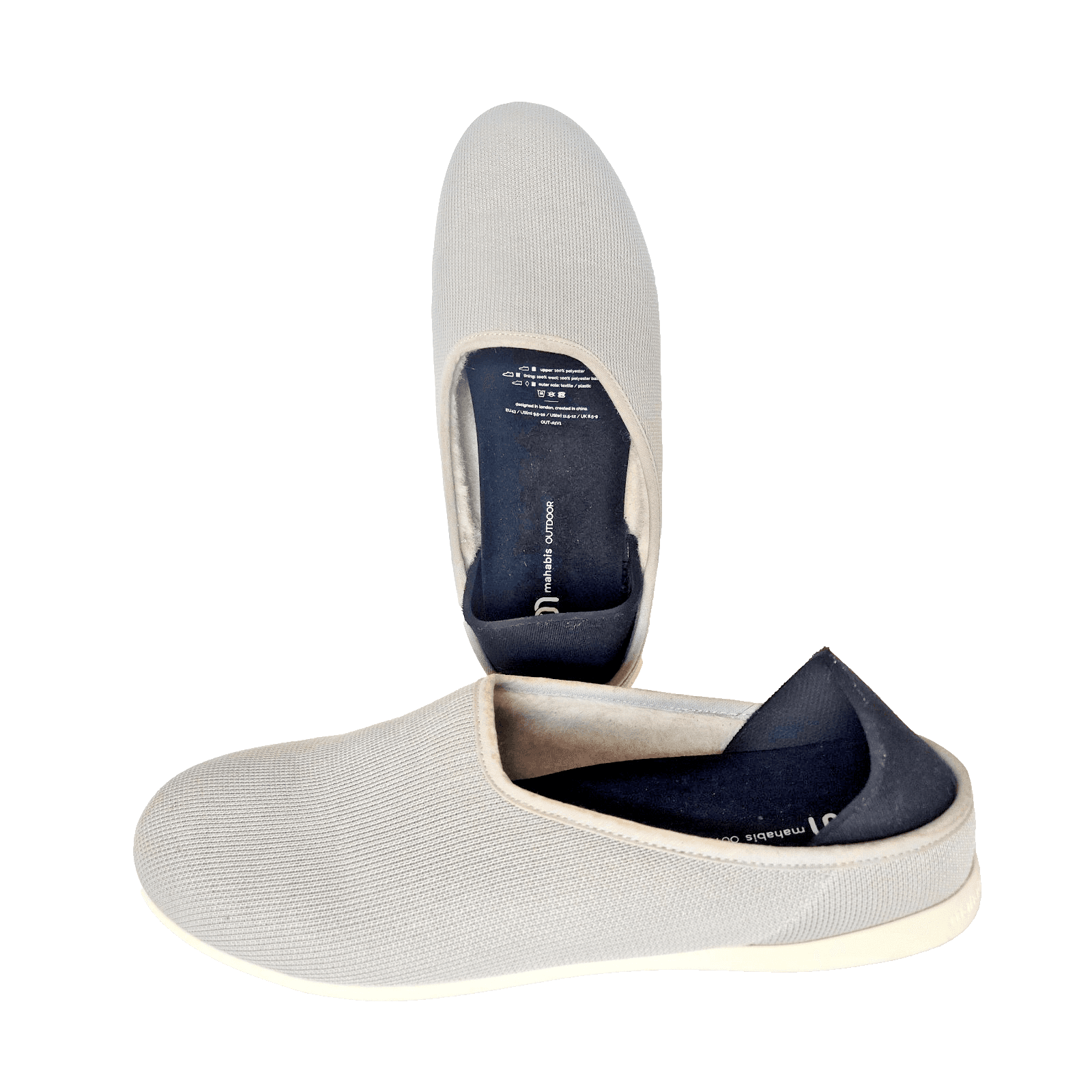 Mahabis Outdoor Slipper Wool Lining Comfort Water-Resistant Grey Unisex EU43