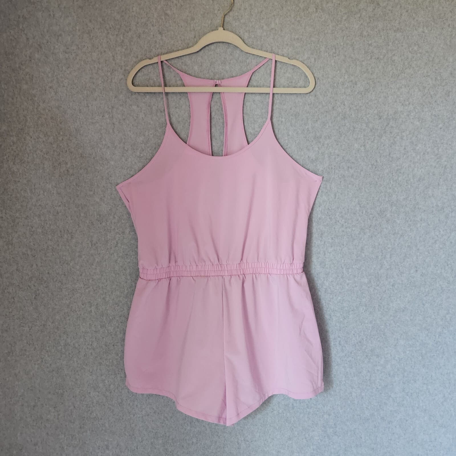 Victoria Sport Tank Romper Spaghetti Strap Elastic Waist Purple Women Sz.L