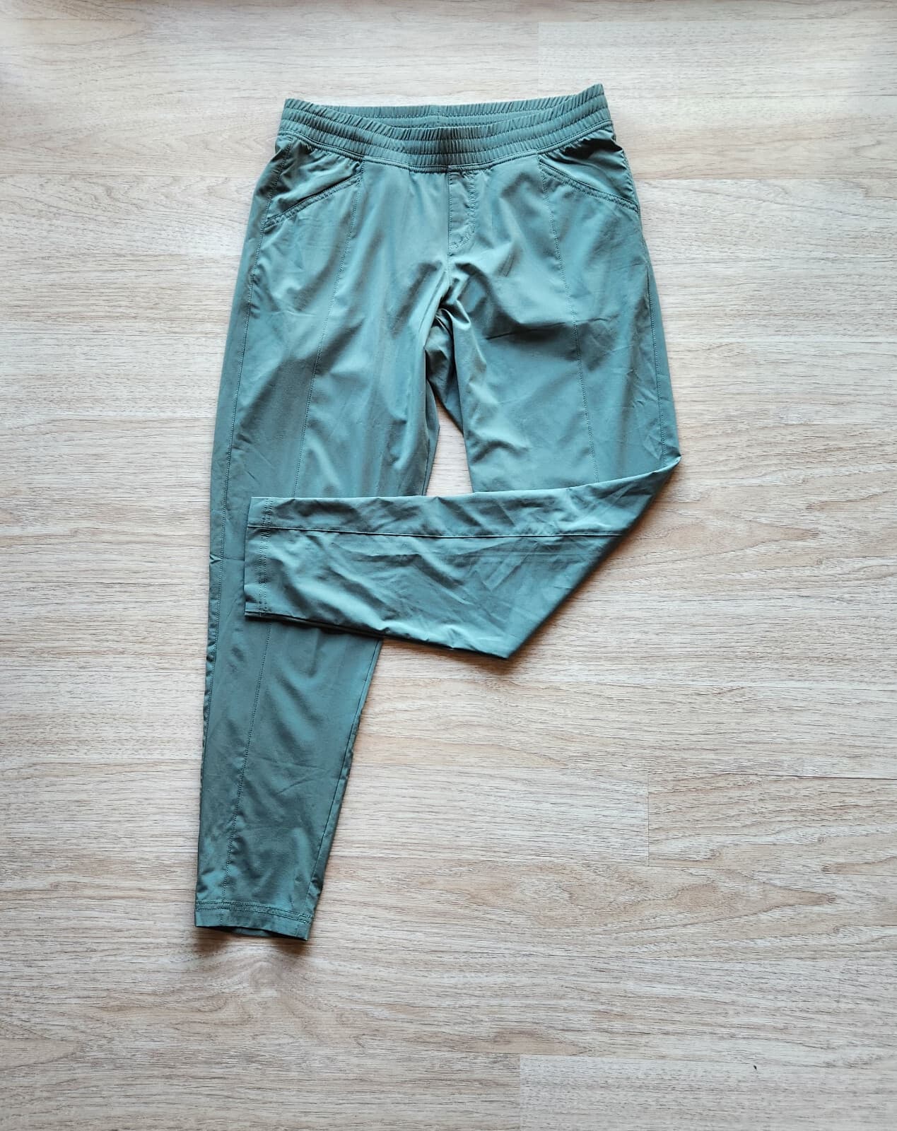 The North Face Slim Leg Active Pants Elastic Waist Stretch Pocket Green Women 10