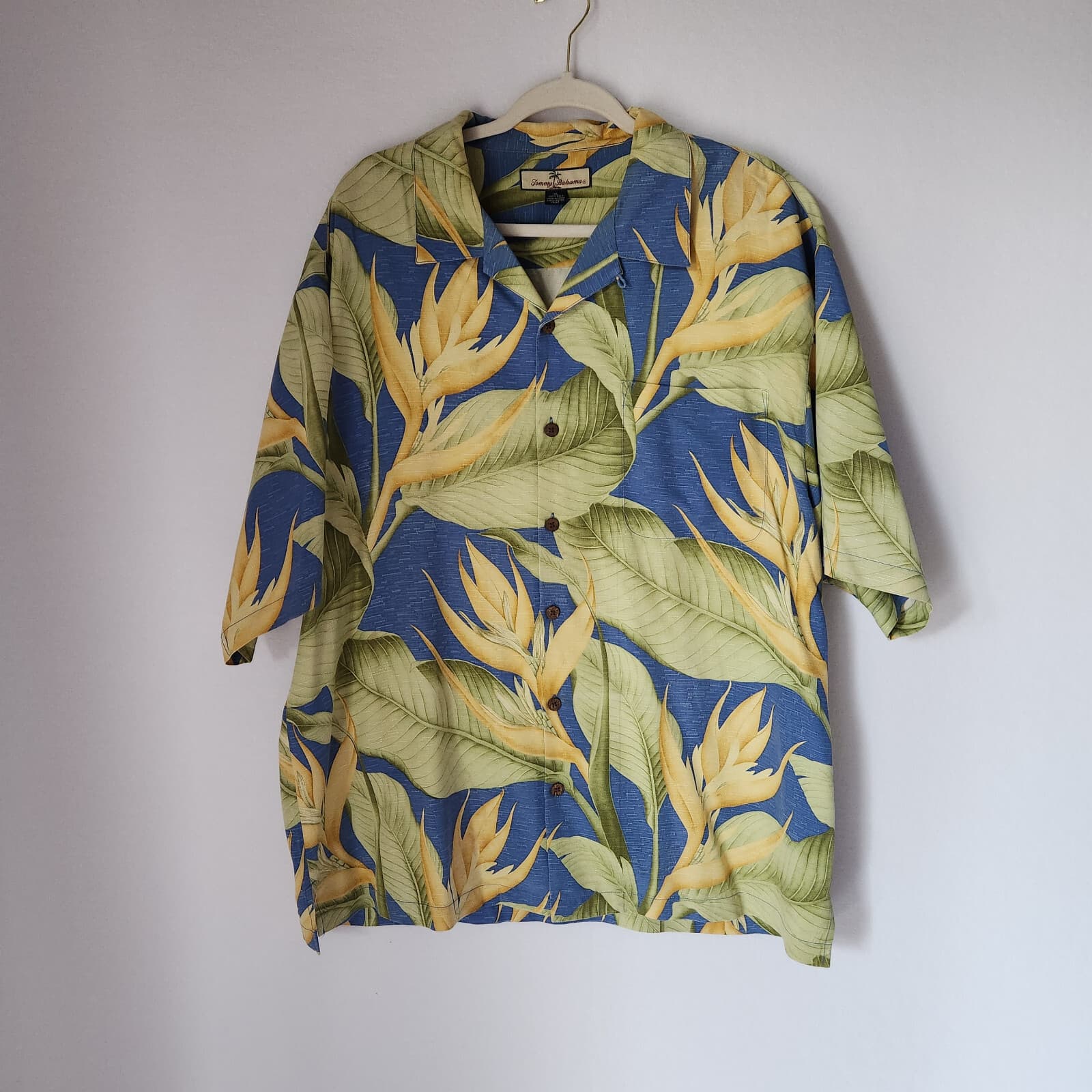 Tommy Bahama 100% Silk Bird Of Paradise Hawaii Shirt Short Sleeve Button Men XL