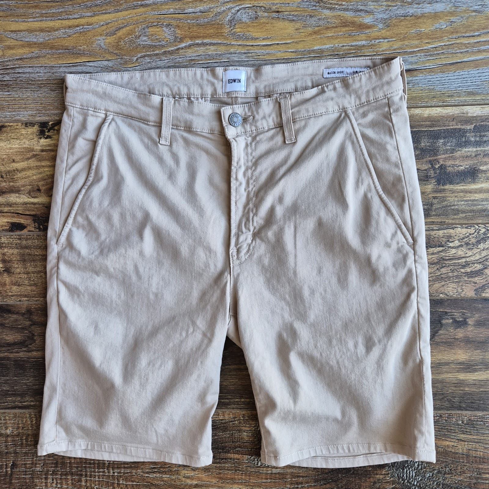 EDWIN Mason Oyster Slim Chino Shorts Stretch Cotton Blend Men's 30 Made in USA