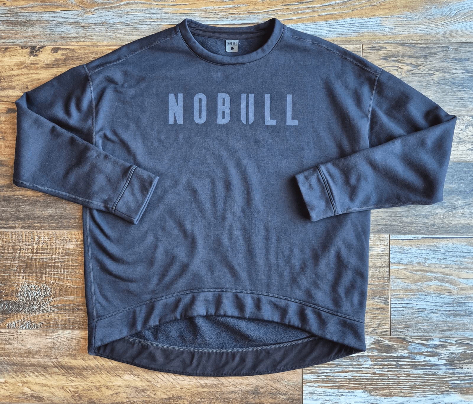 Nobull Legacy Spell-Out Women's L Crew Neck Sweatshirt Warm Fleece Lined Black