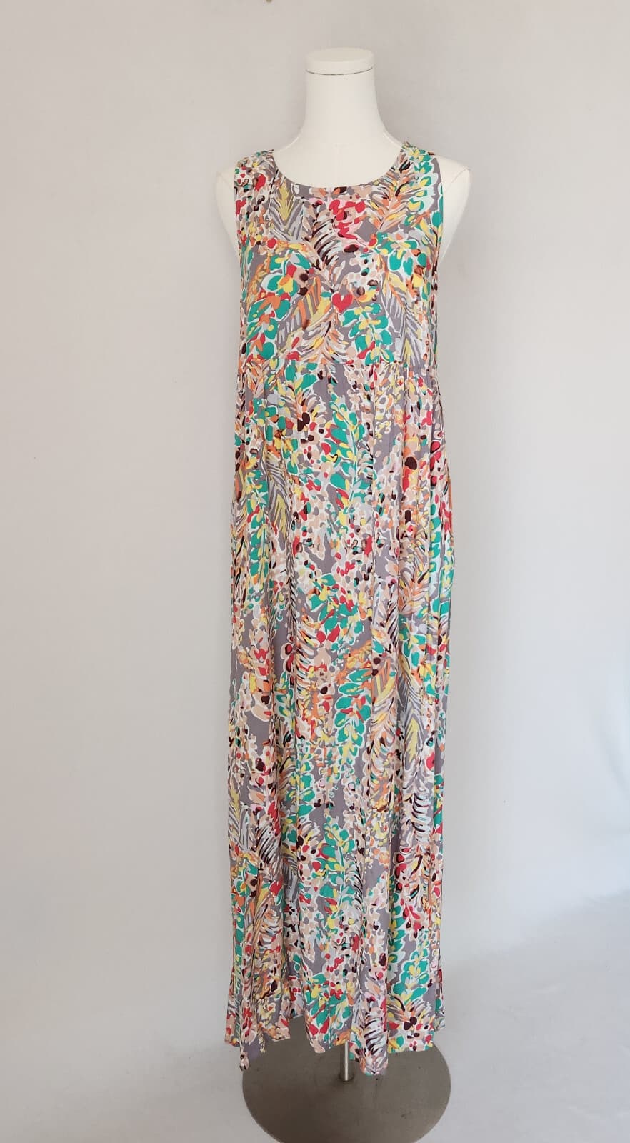 NWT Lime N Chili OTT Floral Sleeveless Maxi Dress Pocket Rayon Multicolor Sz.S