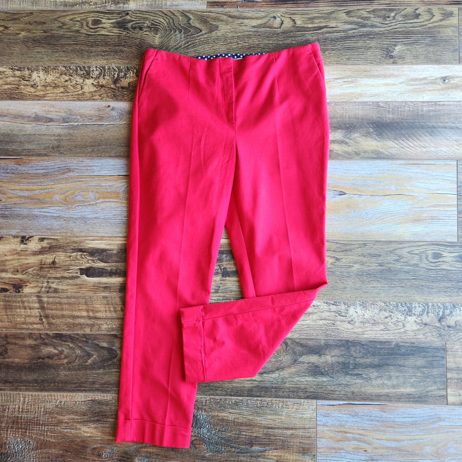 NWT Boden Glorious British Style Slim Ankle Pants Cuffed Zip Pocket Red Sz.10