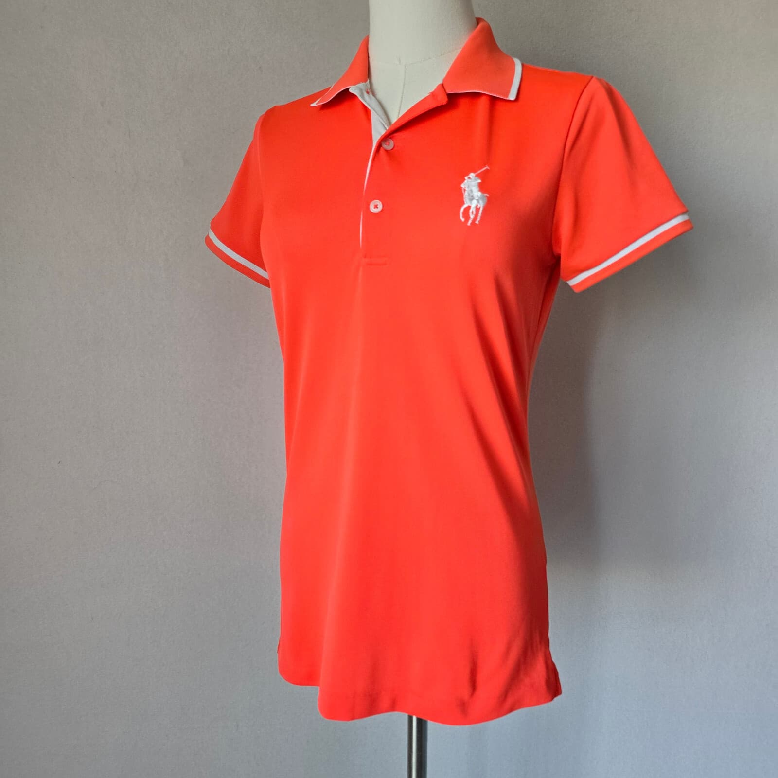Polo Golf Ralph Lauren Tailored Big Pony Polo Shirt Short Sleeve Orange Womens S