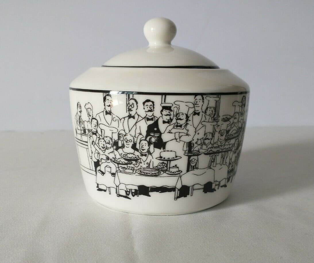 Epoch Le Gastones Restaurant Sugar Bowl Lid Black White Illustrations Of Paris