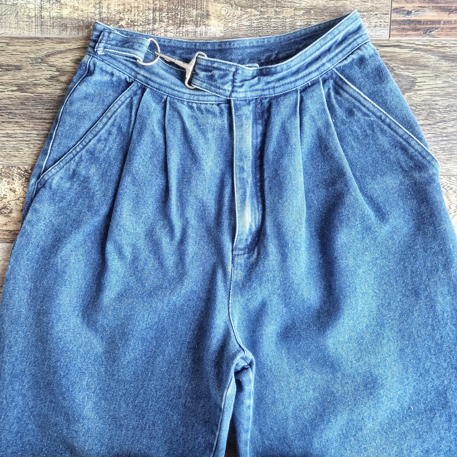 Vintage Y2K Carole Little Sport High Waist Pleated Side-Buckle Tapered Jean Sz.4