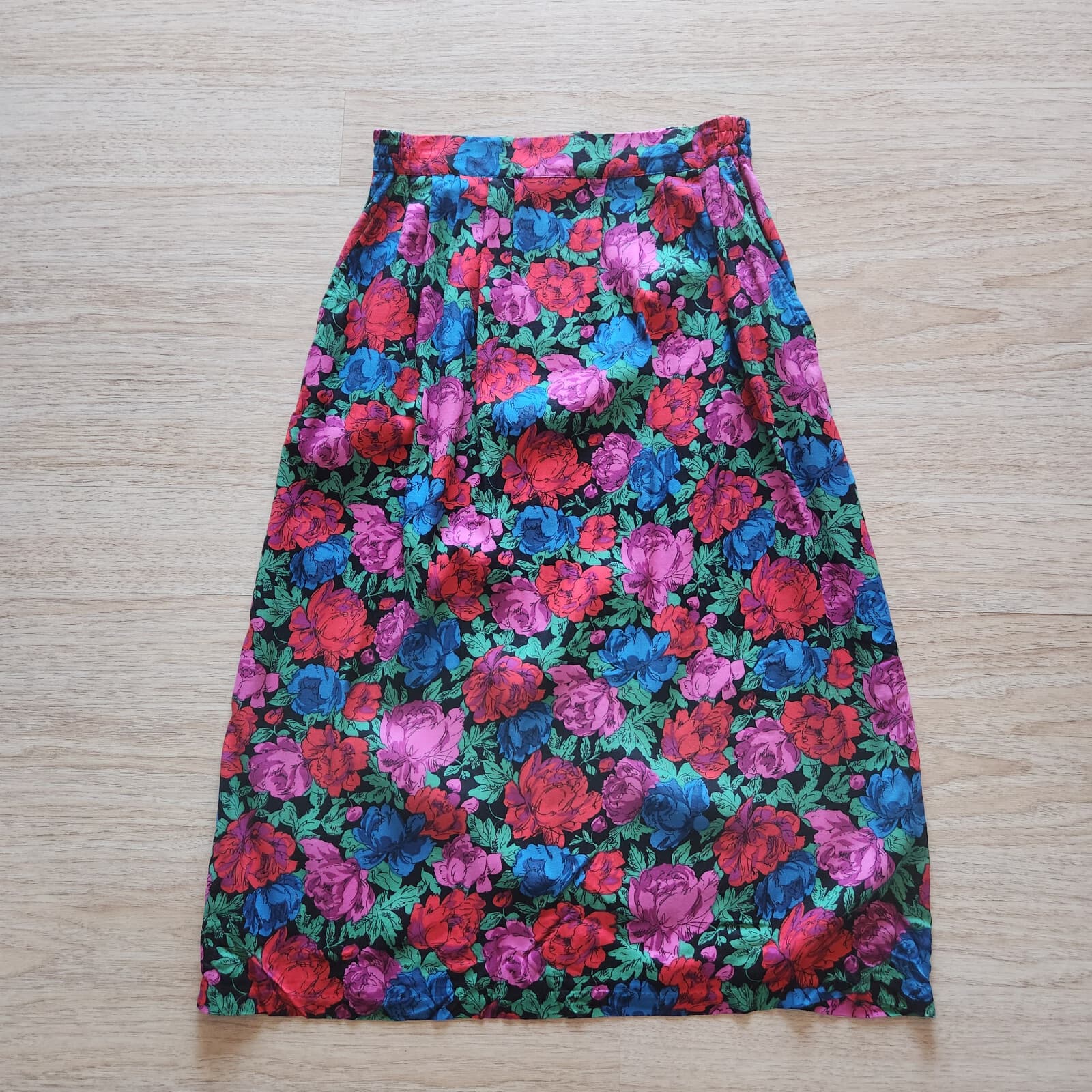 Vintage Diane Von Furstenberg Floral A-Line Midi Skirt Pocket Multicolor Sz.14