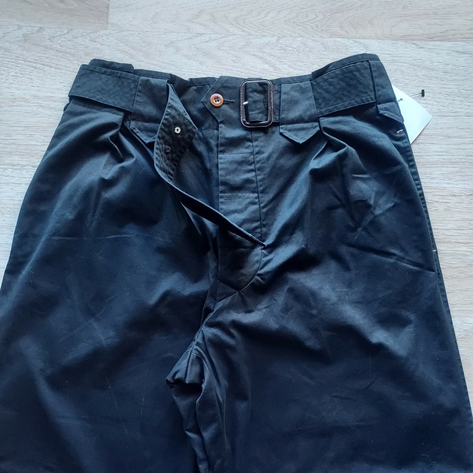 NWoT Paul Smith Paper Bag Belt Chino Pants Pocket Hi-Rise Black Unisex Waist 34"