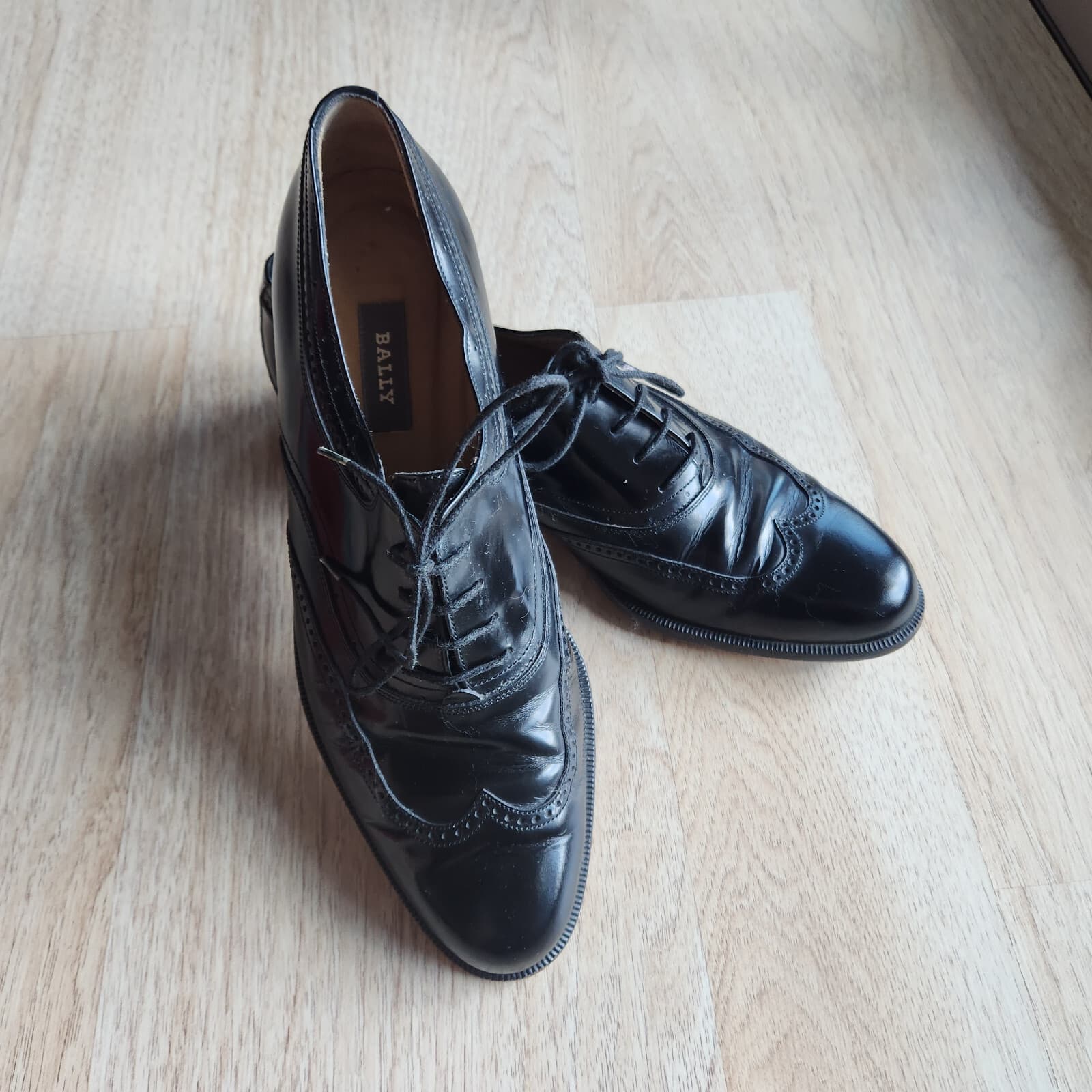 BALLY DUDMO Black Patent Leather Oxford Dress Shoes Men's US10B Made in Italy