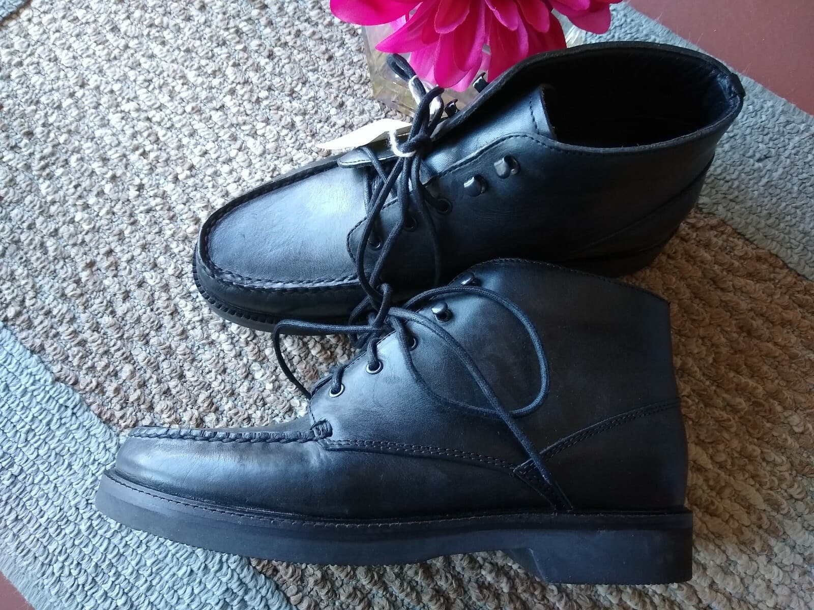 Cabela's New Men Leather Ankle Boots Vibram Sole Gumlite Black #82-2022 Sz.8.5D