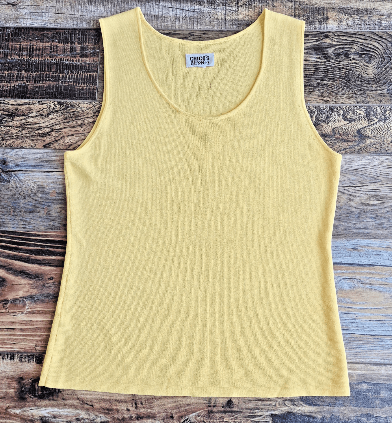 Vintage Chico's Design Scoop Neck Tank Top Knit Yellow Women's Bust 36" (L/XL)
