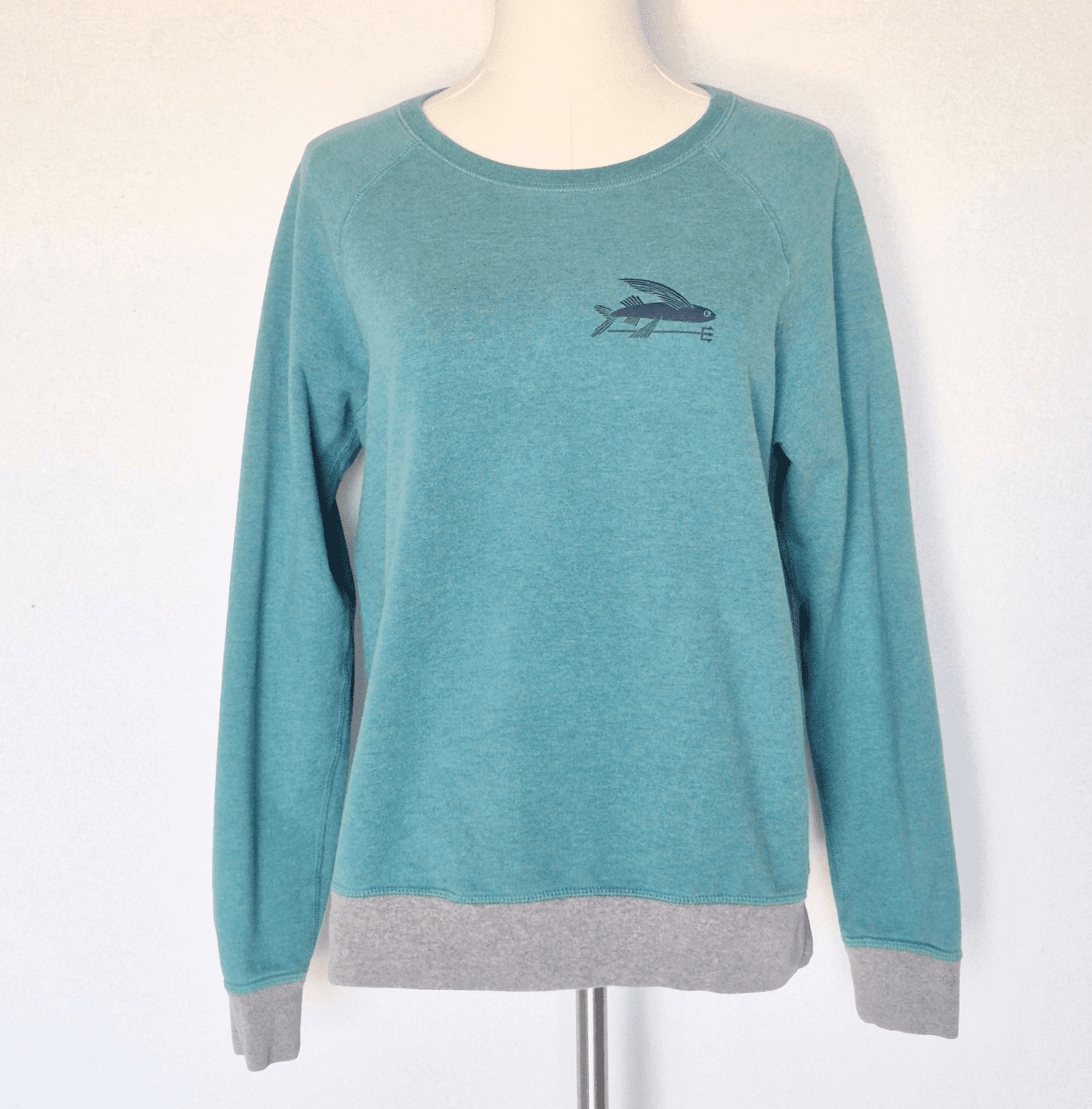 Patagonia Organic Cotton Flying Fish Midweight Fleece Crew Sweatshirt Green Sz.M
