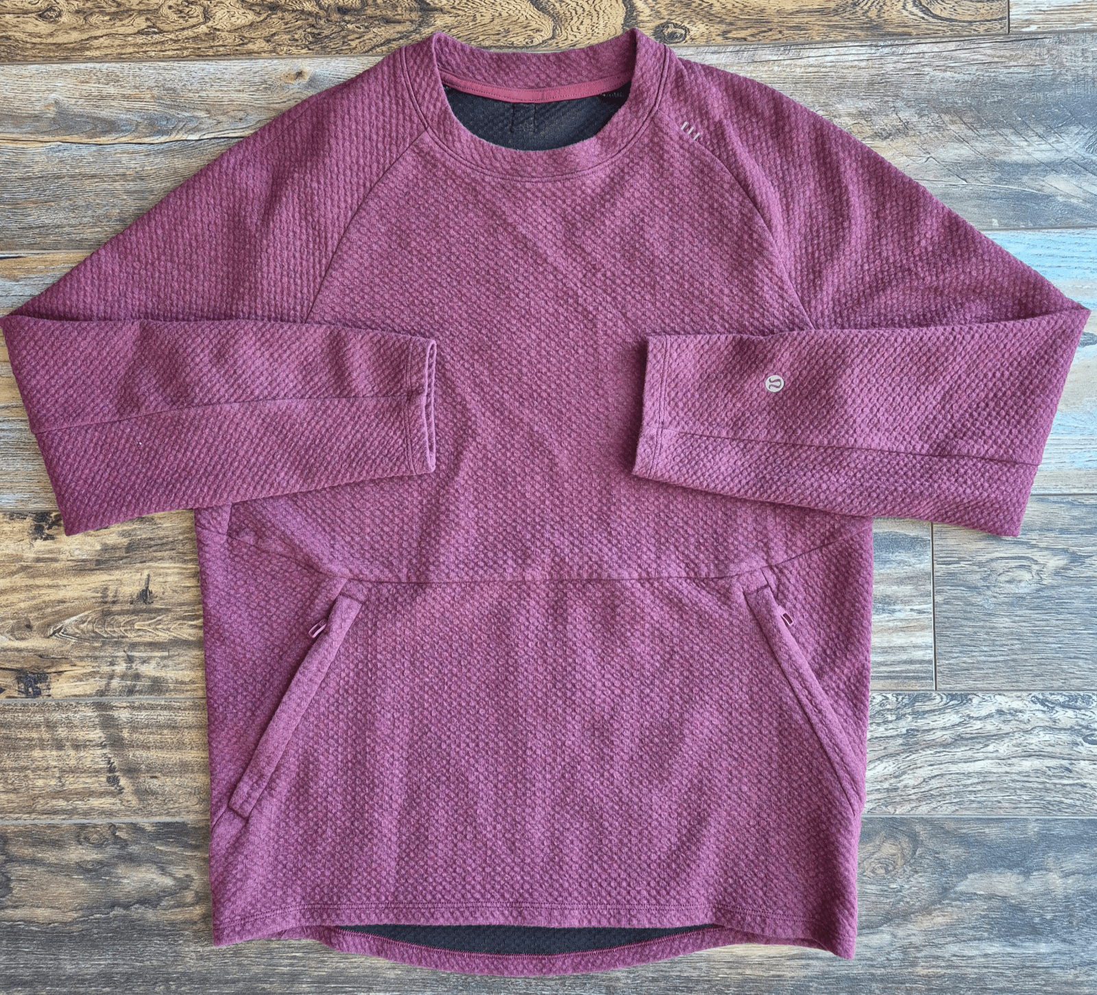 Lululemon At Ease Crew Textured Double Knit Sweatshirt Zip-Pocket Red Men's S