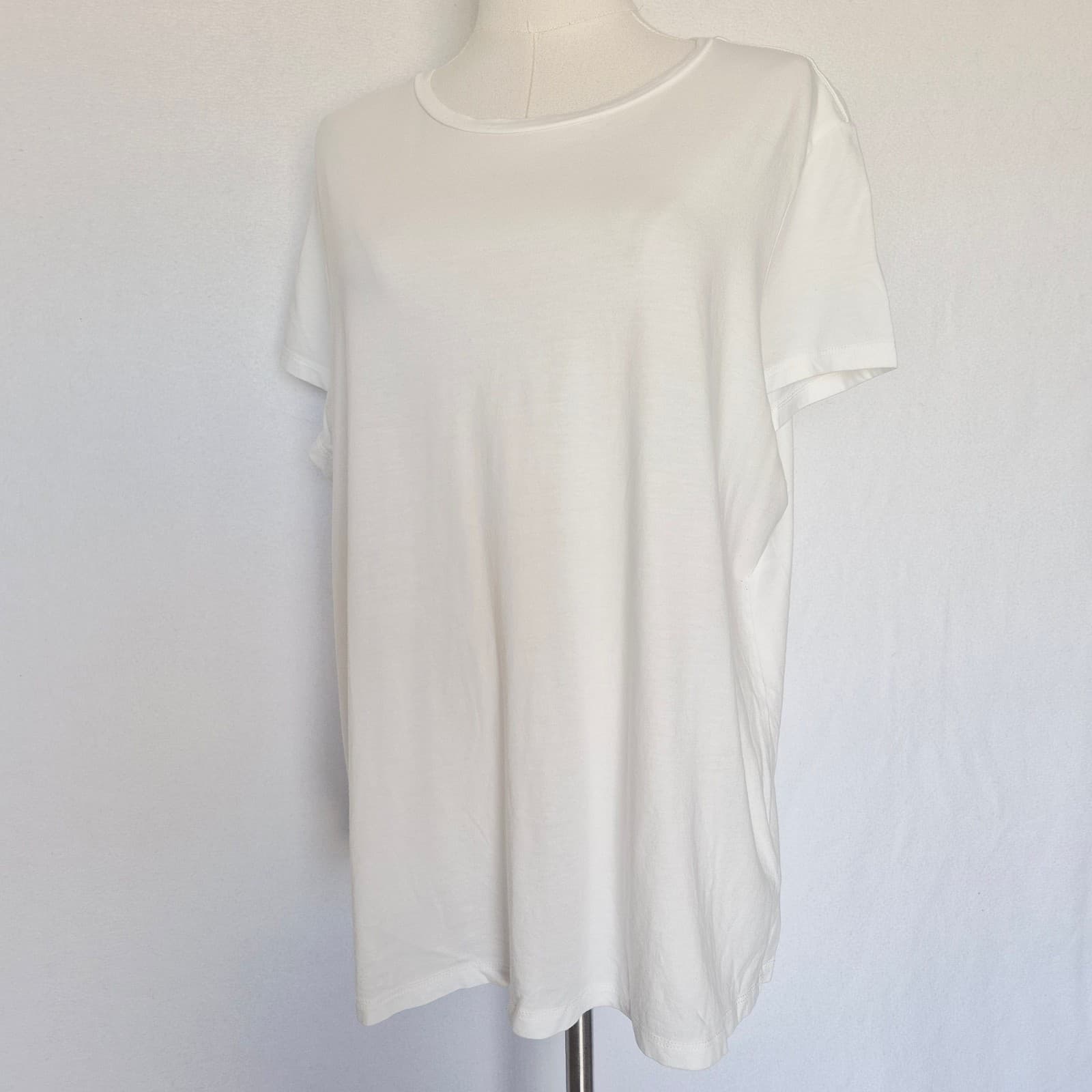 Quince Cotton Modal Crew Neck Swing T-Shirt Short Sleeve White Women's XL