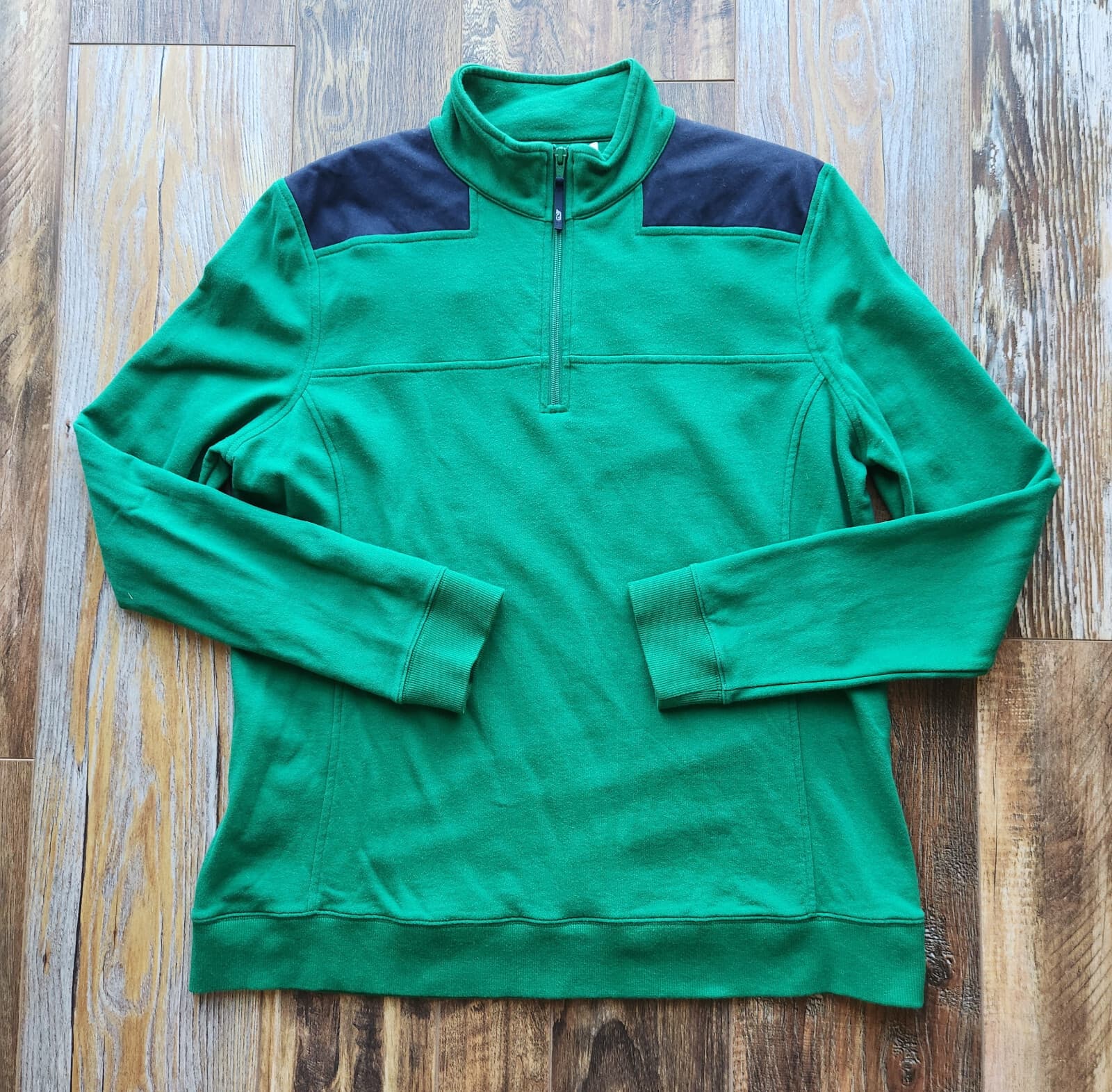 Vineyard Vines Shep Shirt Sweatshirt 1/4 Zip French Terry Green Blue Men's XL